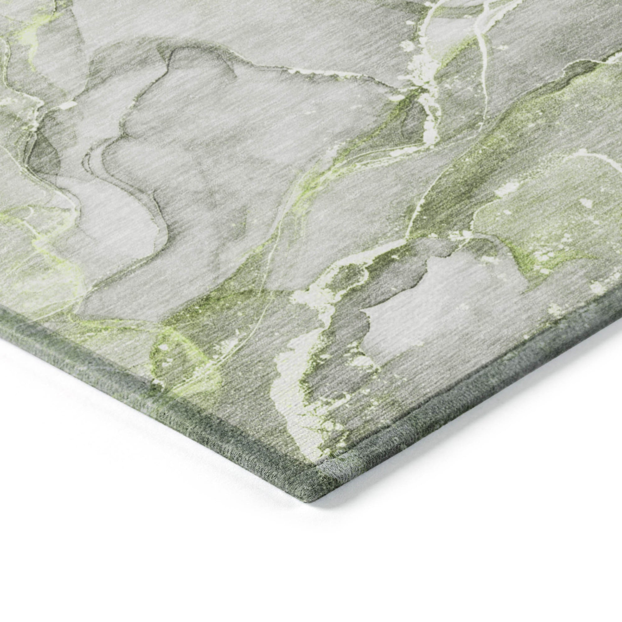 5' X 8' Green Abstract Washable Non Skid Indoor Outdoor Area Rug-6