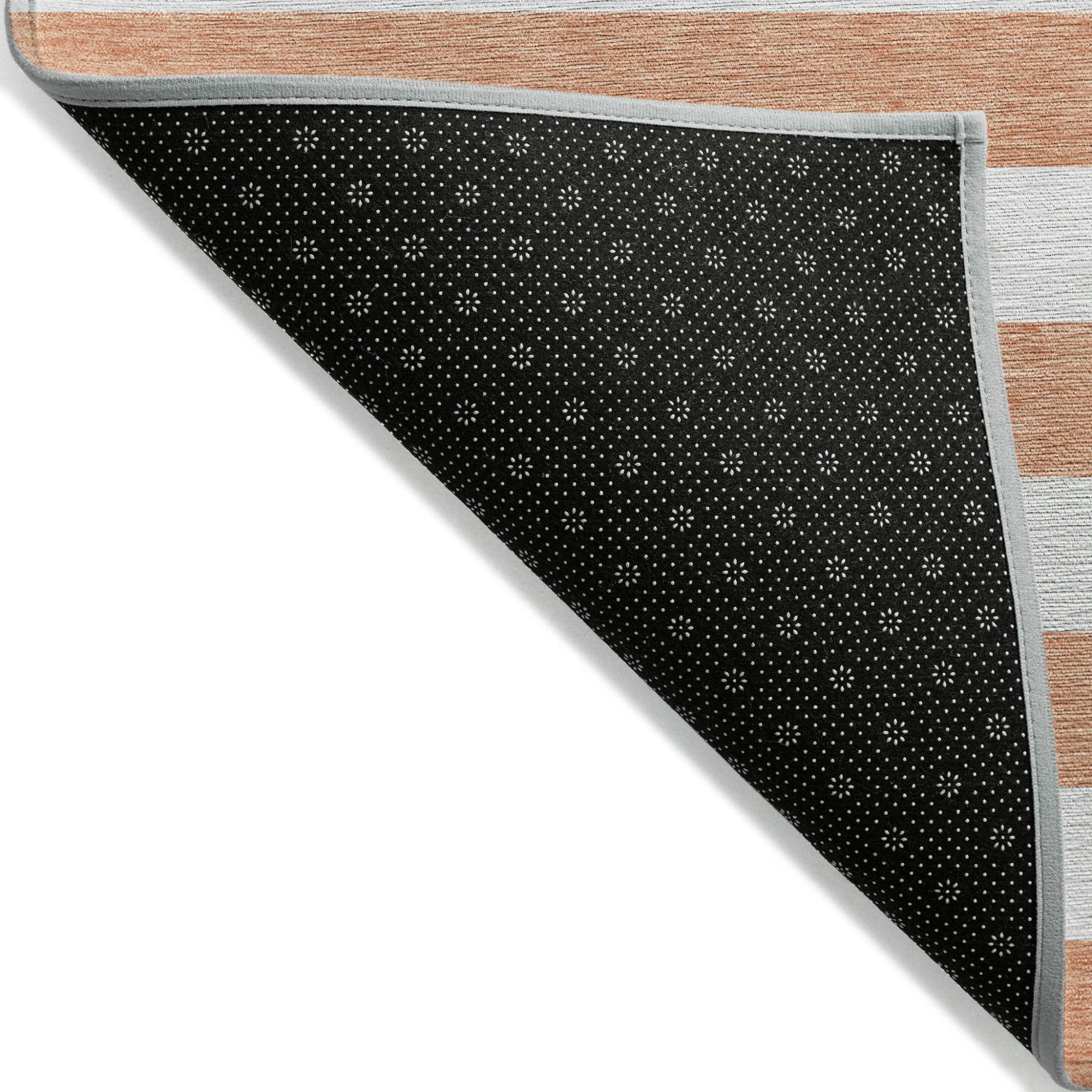 2' X 8' Salmon Striped Washable Indoor Outdoor Runner Rug-3