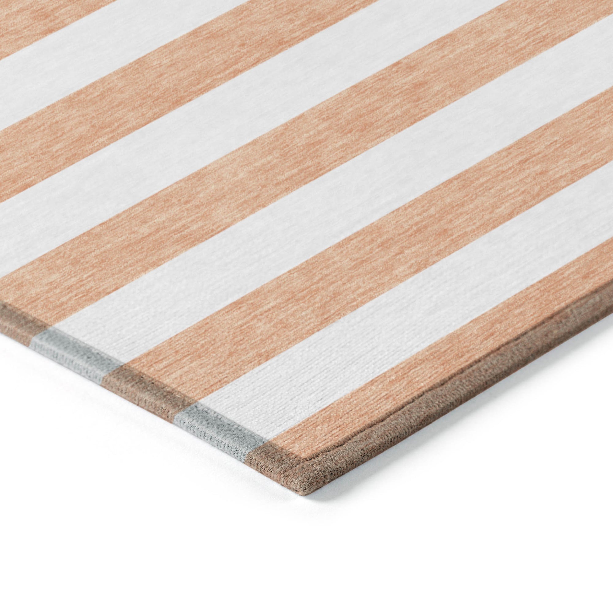 2' X 8' Salmon Striped Washable Indoor Outdoor Runner Rug-4