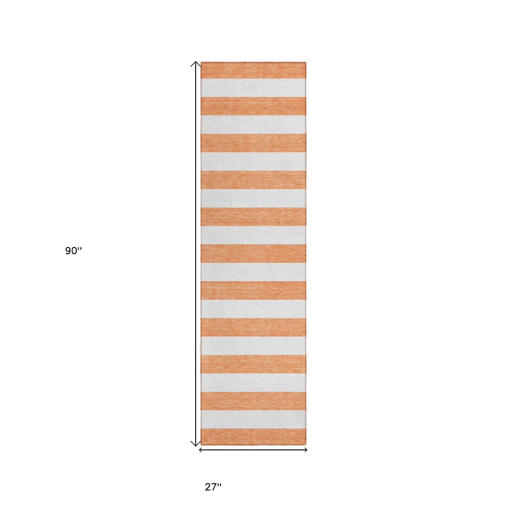 2' X 8' Salmon Striped Washable Indoor Outdoor Runner Rug-2