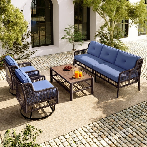 4-Piece Patio Furniture Set with Swivel Chairs