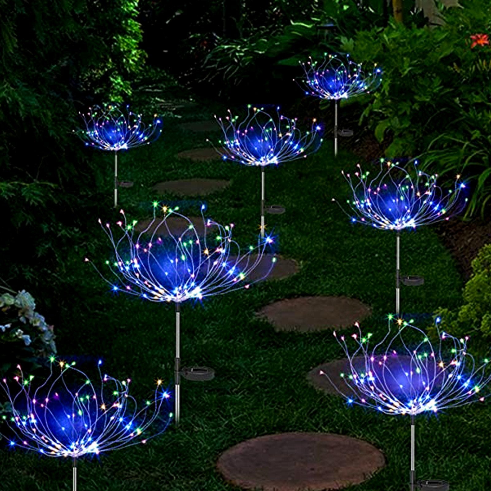 Solar-Powered Firework Garden Lights