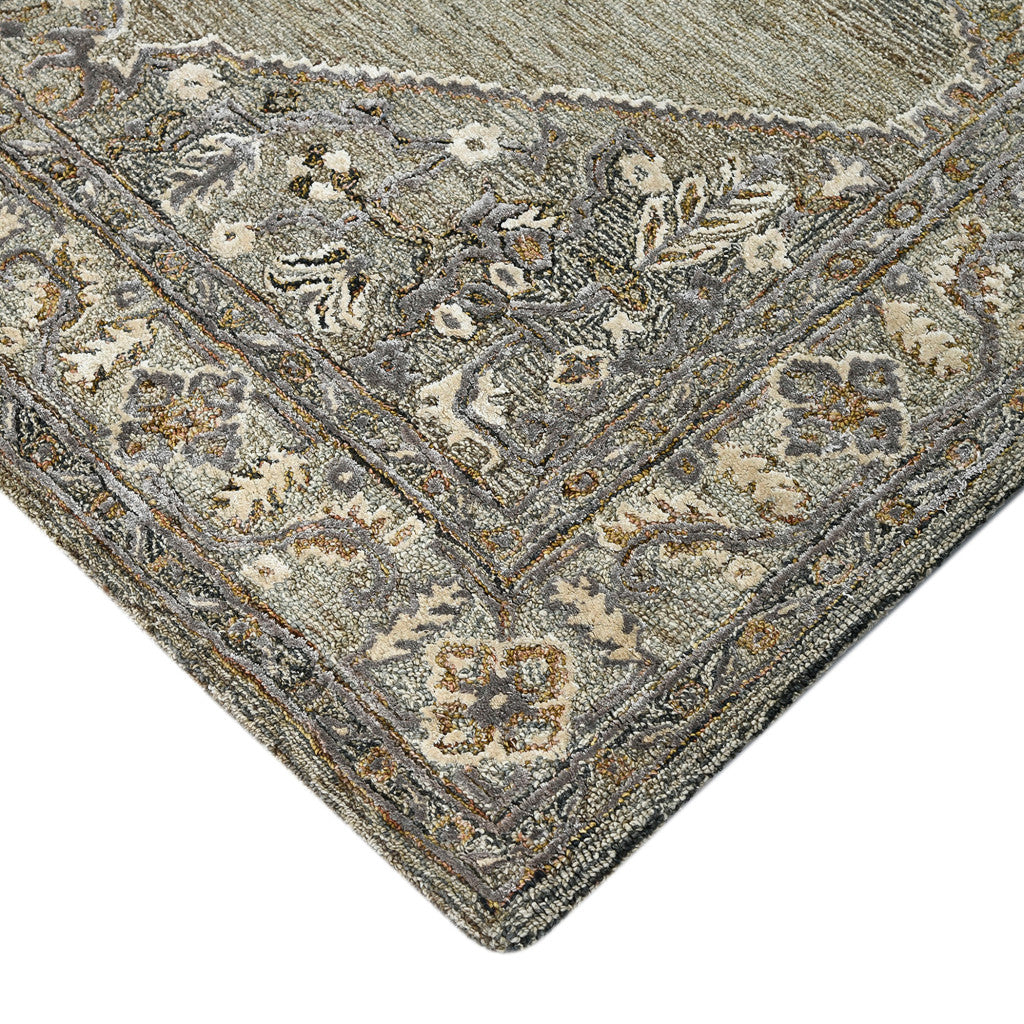 9' X 13' Ivory Brown And Gray Wool Oriental Hand Tufted Area Rug-4