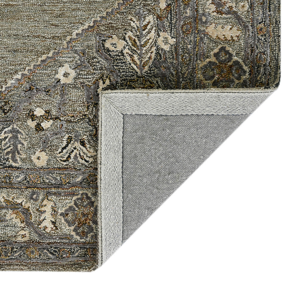9' X 13' Ivory Brown And Gray Wool Oriental Hand Tufted Area Rug-6