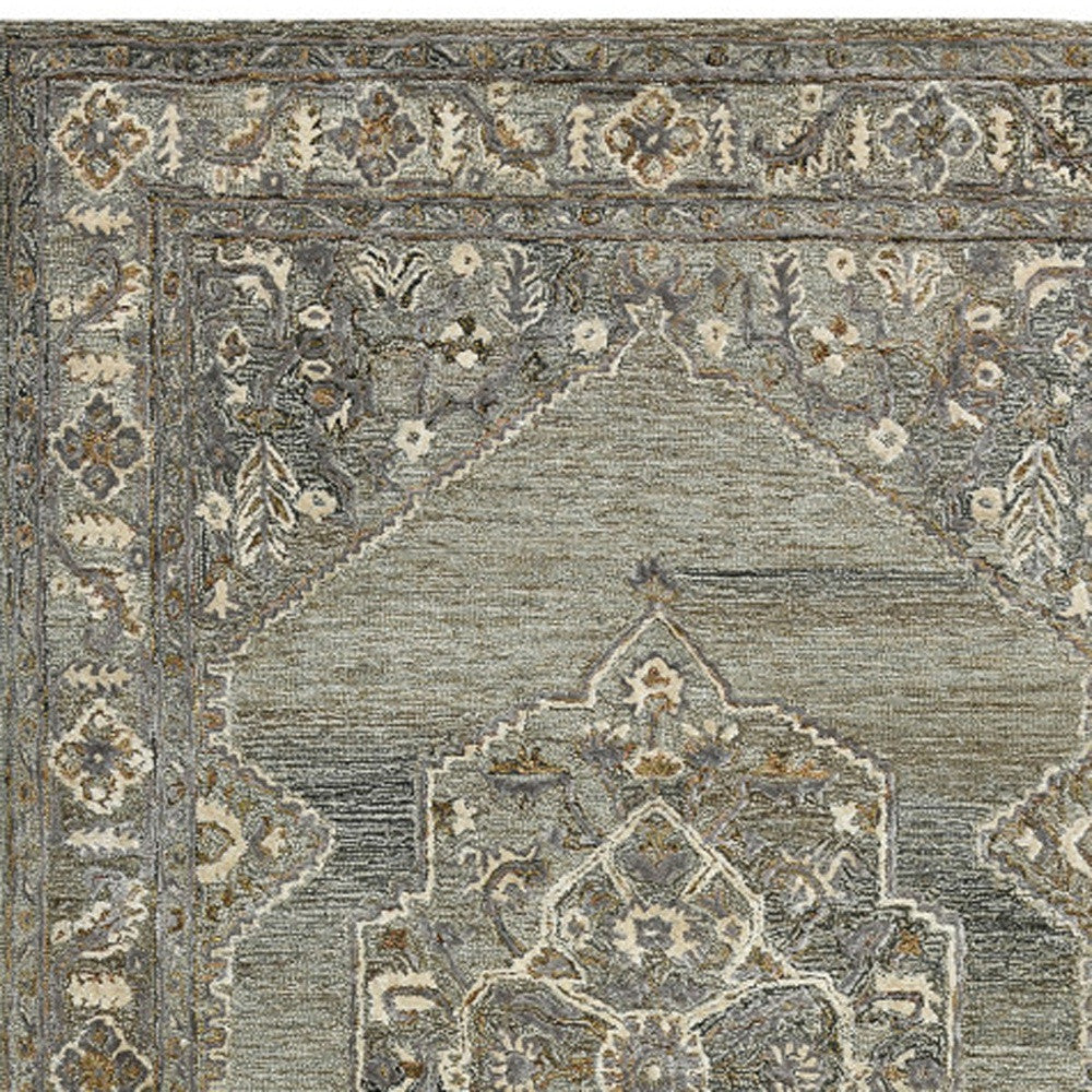 9' X 13' Ivory Brown And Gray Wool Oriental Hand Tufted Area Rug-7