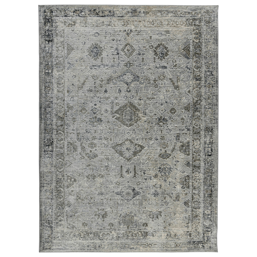 10' X 14' Gray And Charcoal Medallion Area Rug-1