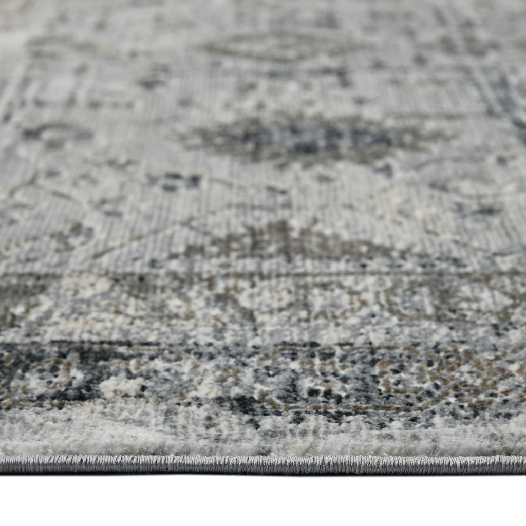 10' X 14' Gray And Charcoal Medallion Area Rug-8