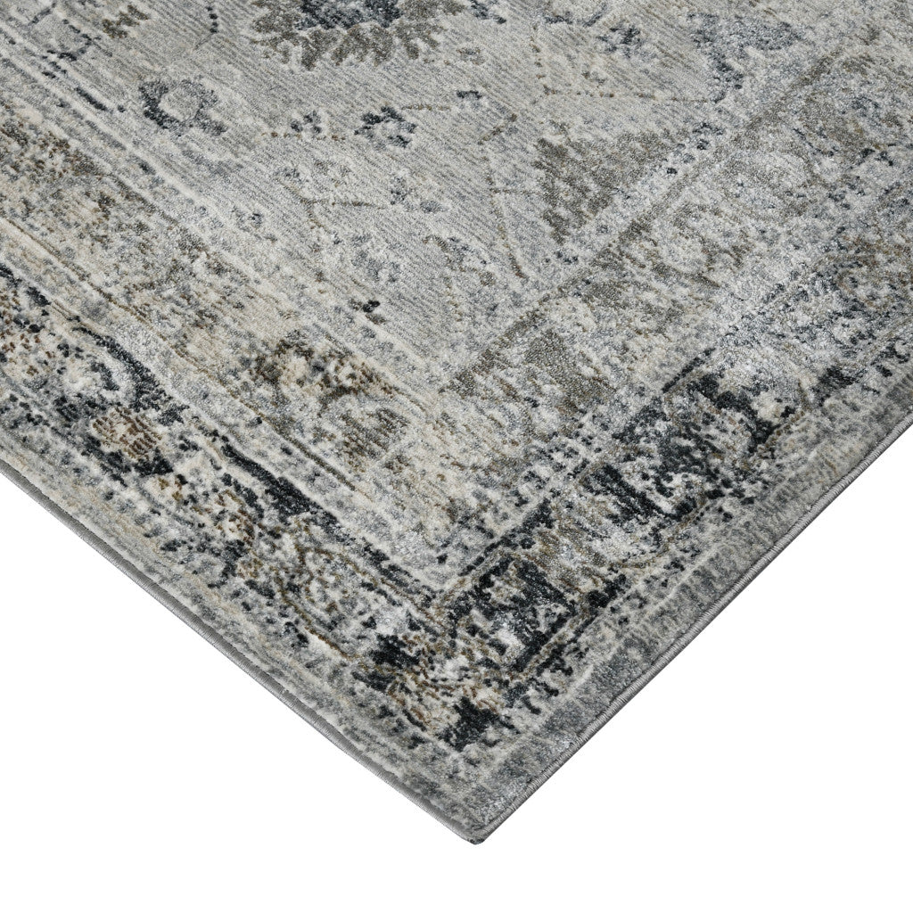10' X 14' Gray And Charcoal Medallion Area Rug-6
