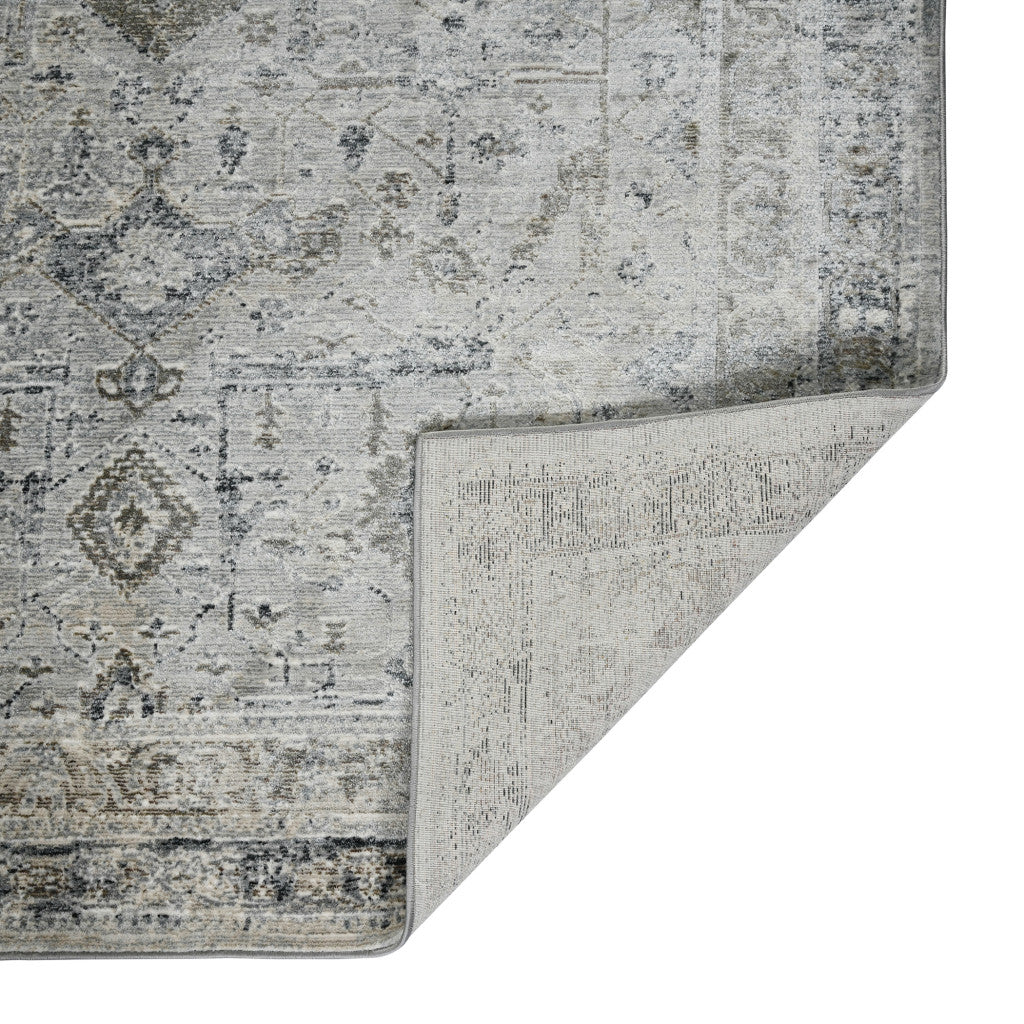 10' X 14' Gray And Charcoal Medallion Area Rug-7