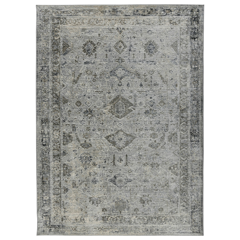 10' X 14' Gray And Charcoal Medallion Area Rug-4