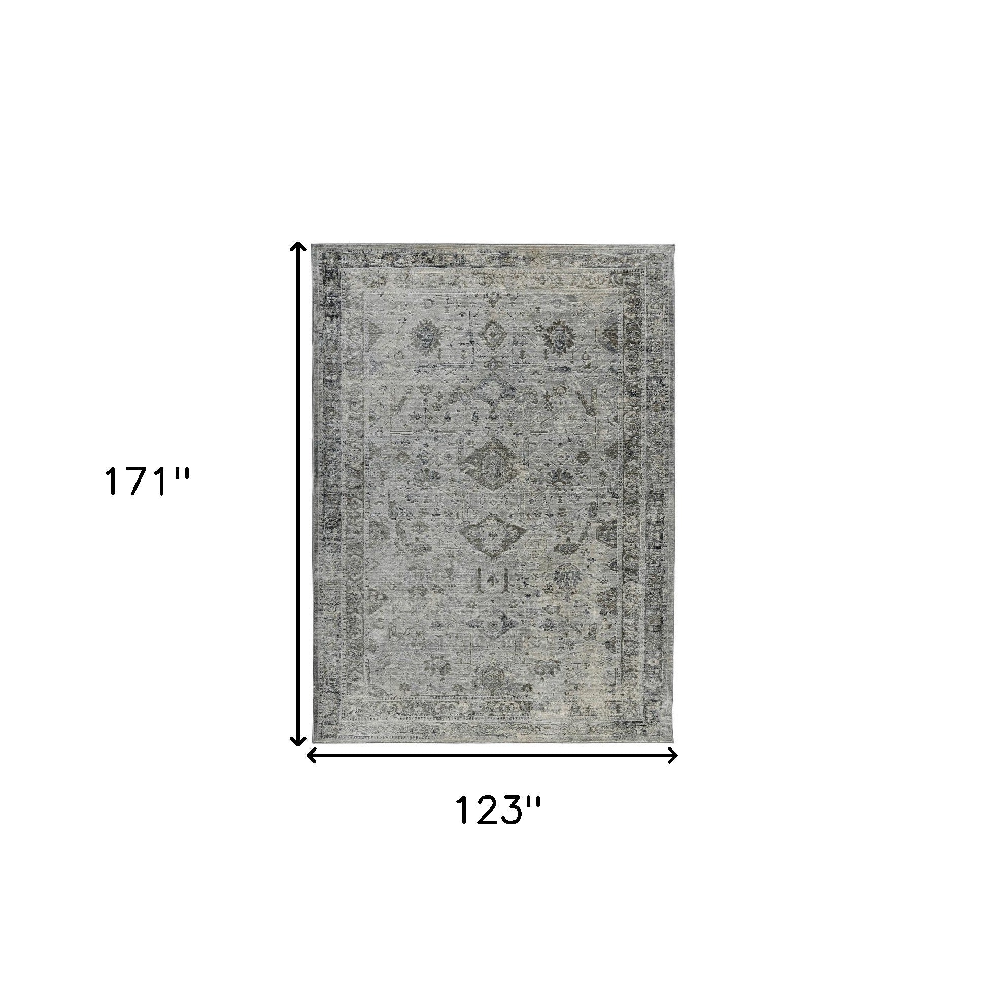 10' X 14' Gray And Charcoal Medallion Area Rug-2