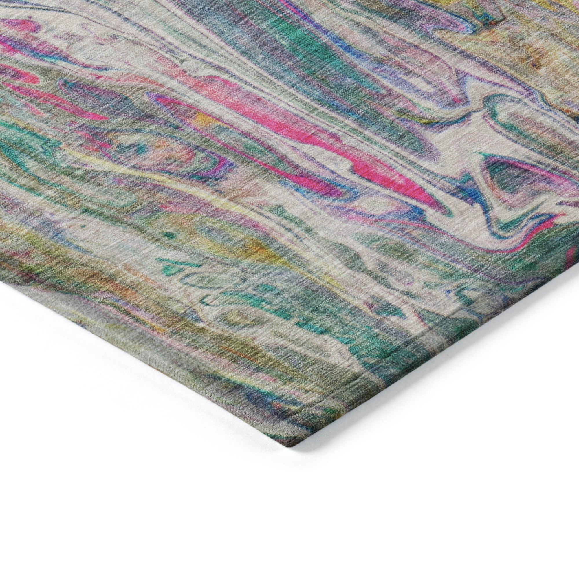 5' X 8' Green Gold And White Abstract Washable Indoor Outdoor Area Rug-4