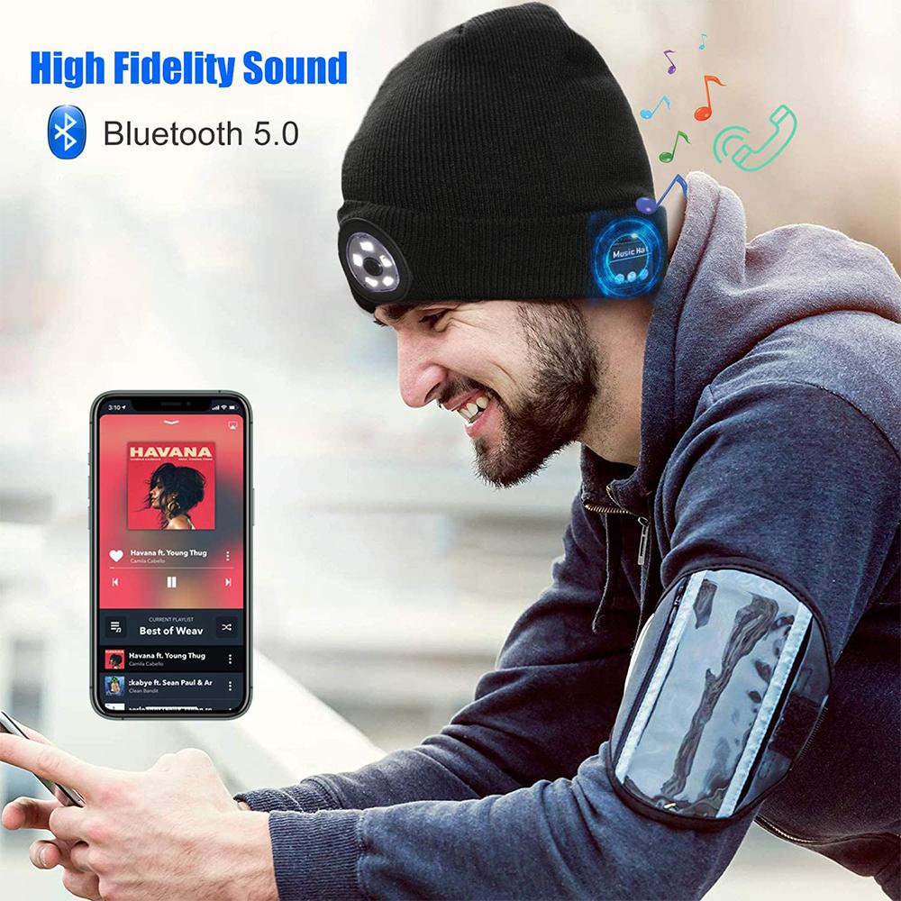 Wireless Bluetooth LED Hat with Music Speakers Light
