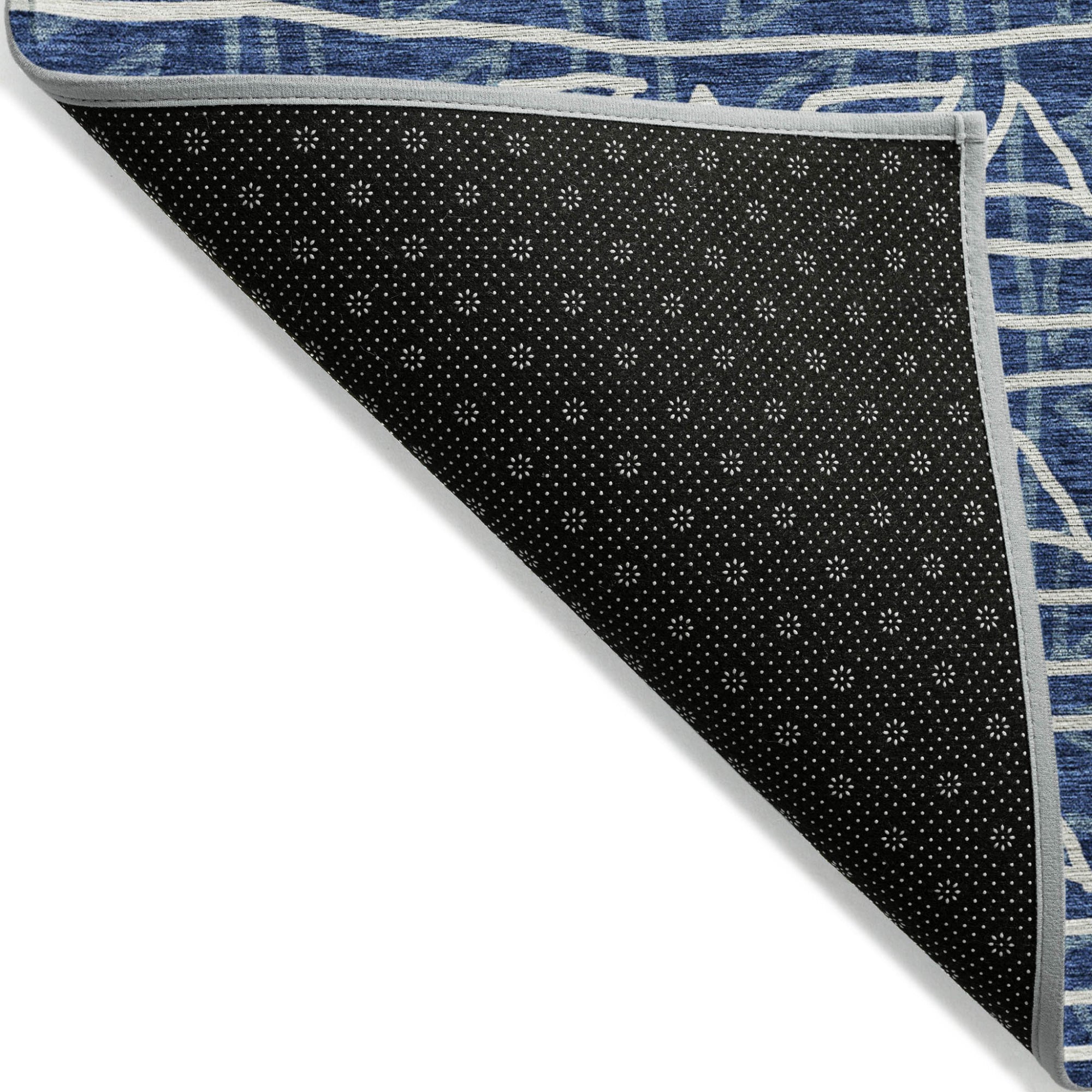 8' Navy Blue And Ivory Round Geometric Washable Indoor Outdoor Area Rug-2