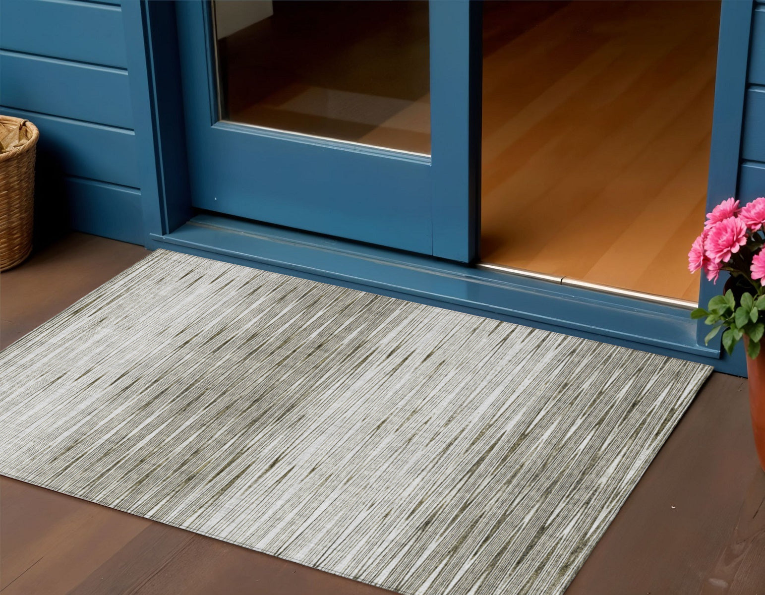 3' X 5' Taupe And Beige Abstract Washable Indoor Outdoor Area Rug-0