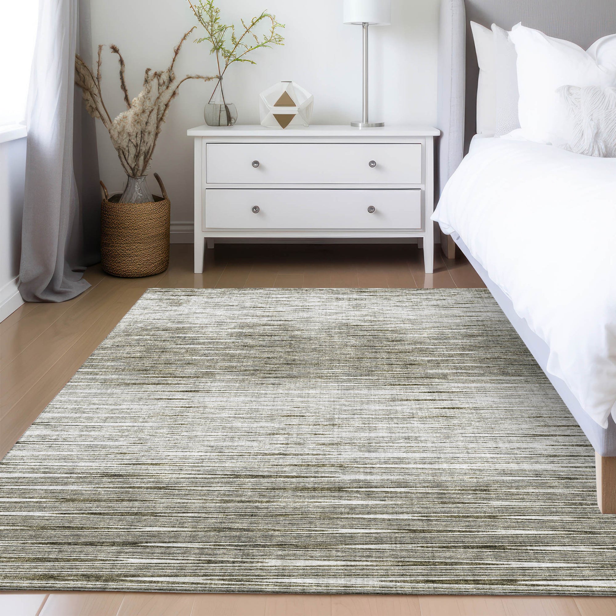 3' X 5' Taupe And Beige Abstract Washable Indoor Outdoor Area Rug-6