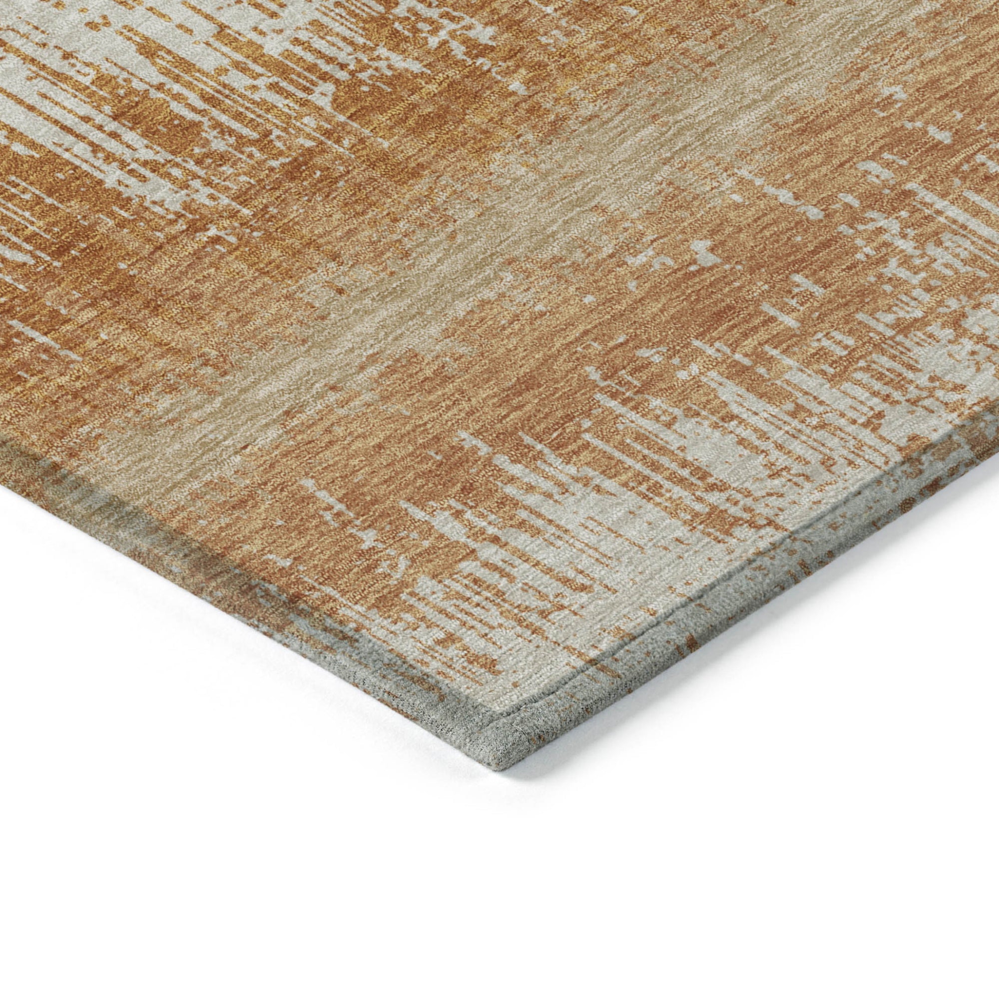 9' X 12' Copper Beige And Ivory Striped Washable Indoor Outdoor Area Rug-3