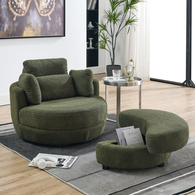 Lounge Swivel Chair with Versatile Storage Ottoman