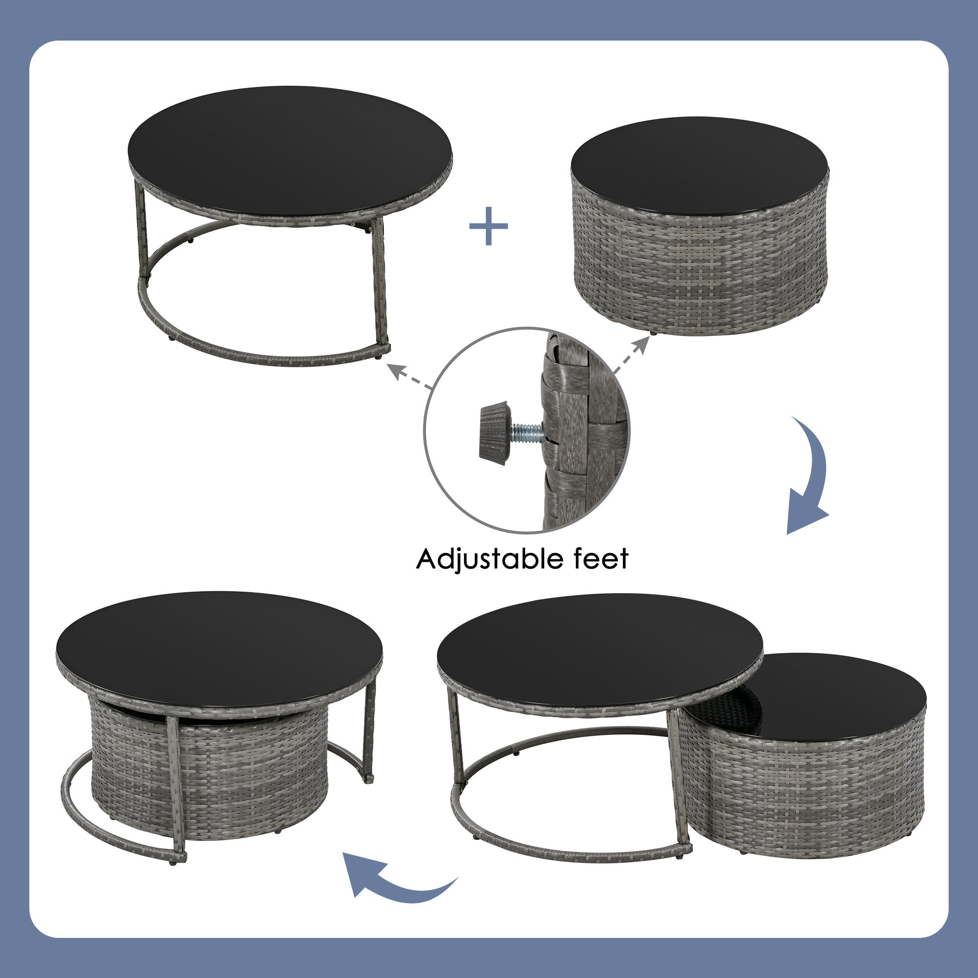 9-Piece Outdoor Half-Moon Patio Sofa Set