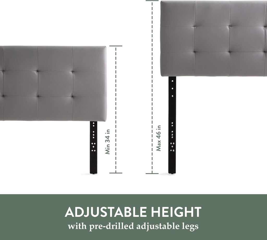 Modern Adjustable Faux Leather Headboard with Tufting Design-1
