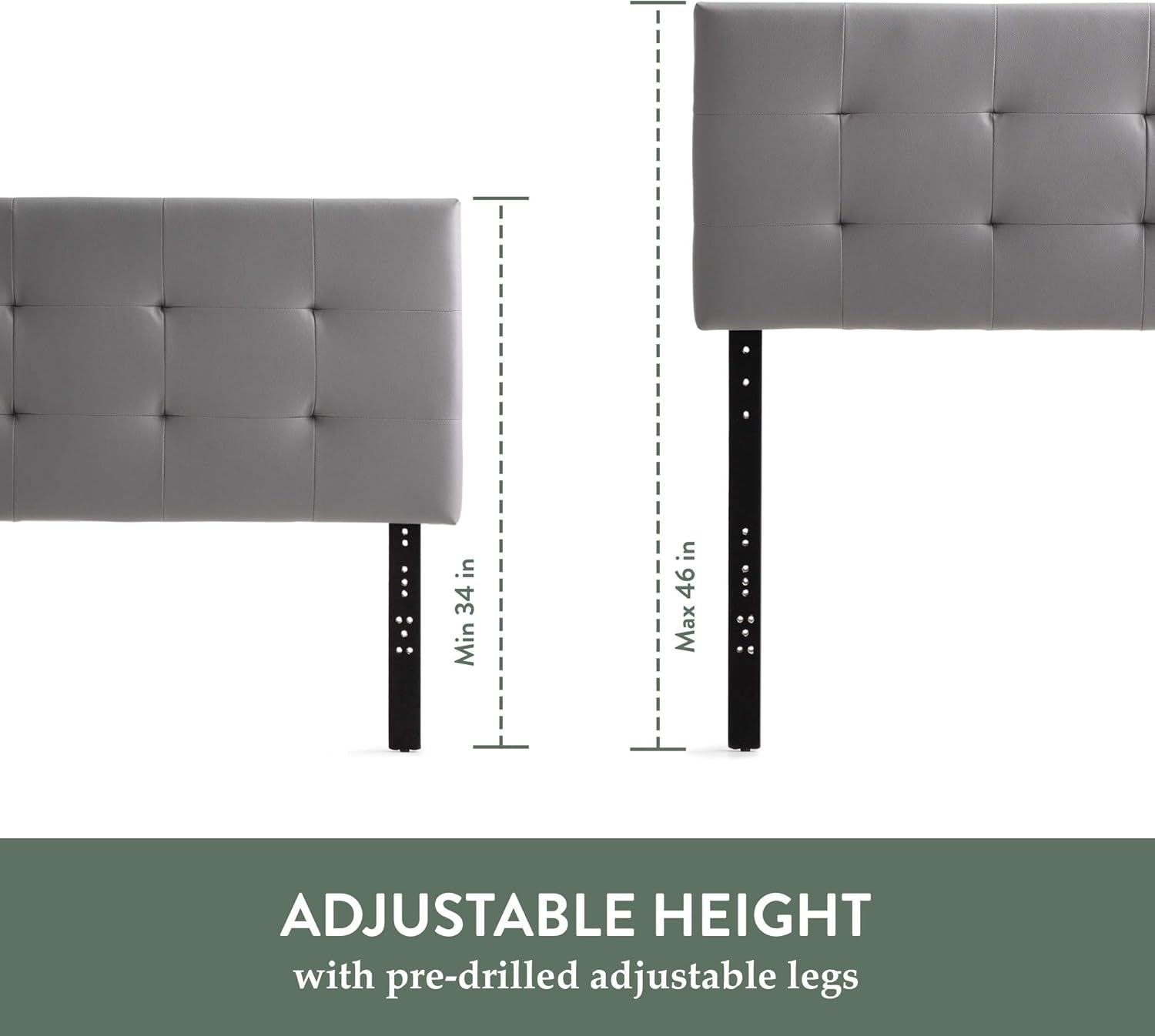 Modern Adjustable Faux Leather Headboard with Tufting Design-1
