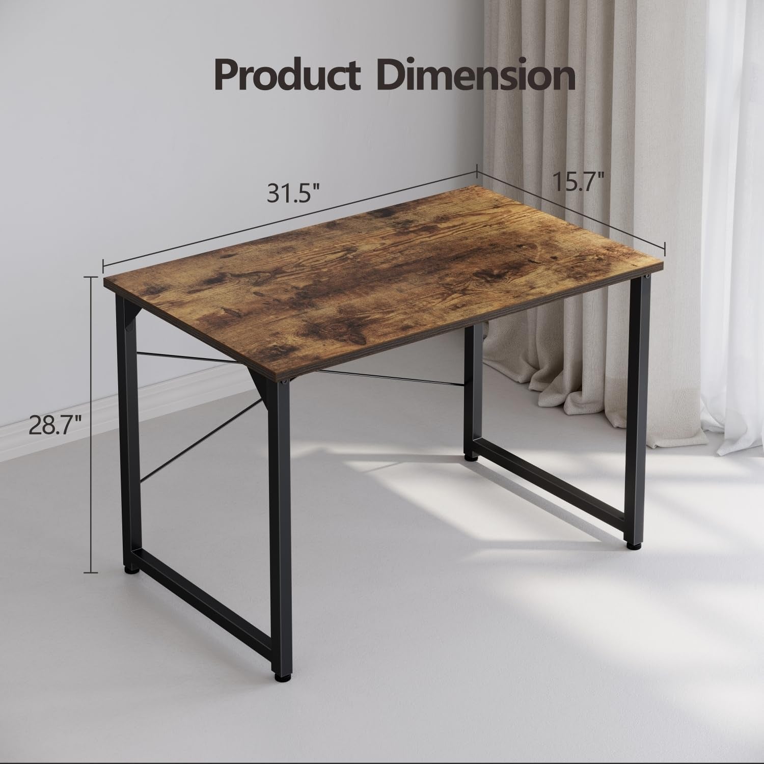Computer Desk, 32 Inch Small Home Office Desk for Small Spaces, Modern Simple Style for Home, Office, Study, Writing, Rustic Brown-2