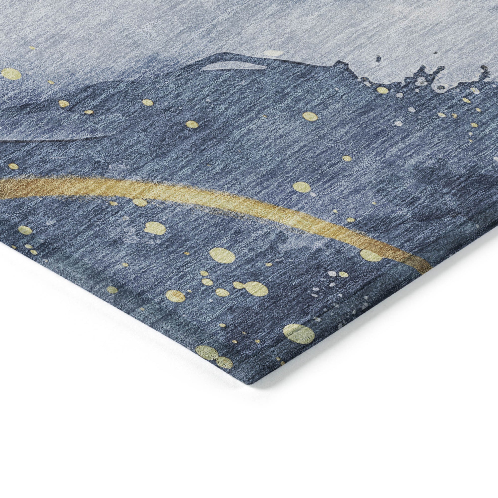 3' X 5' Blue And Gold Abstract Washable Indoor Outdoor Area Rug-3