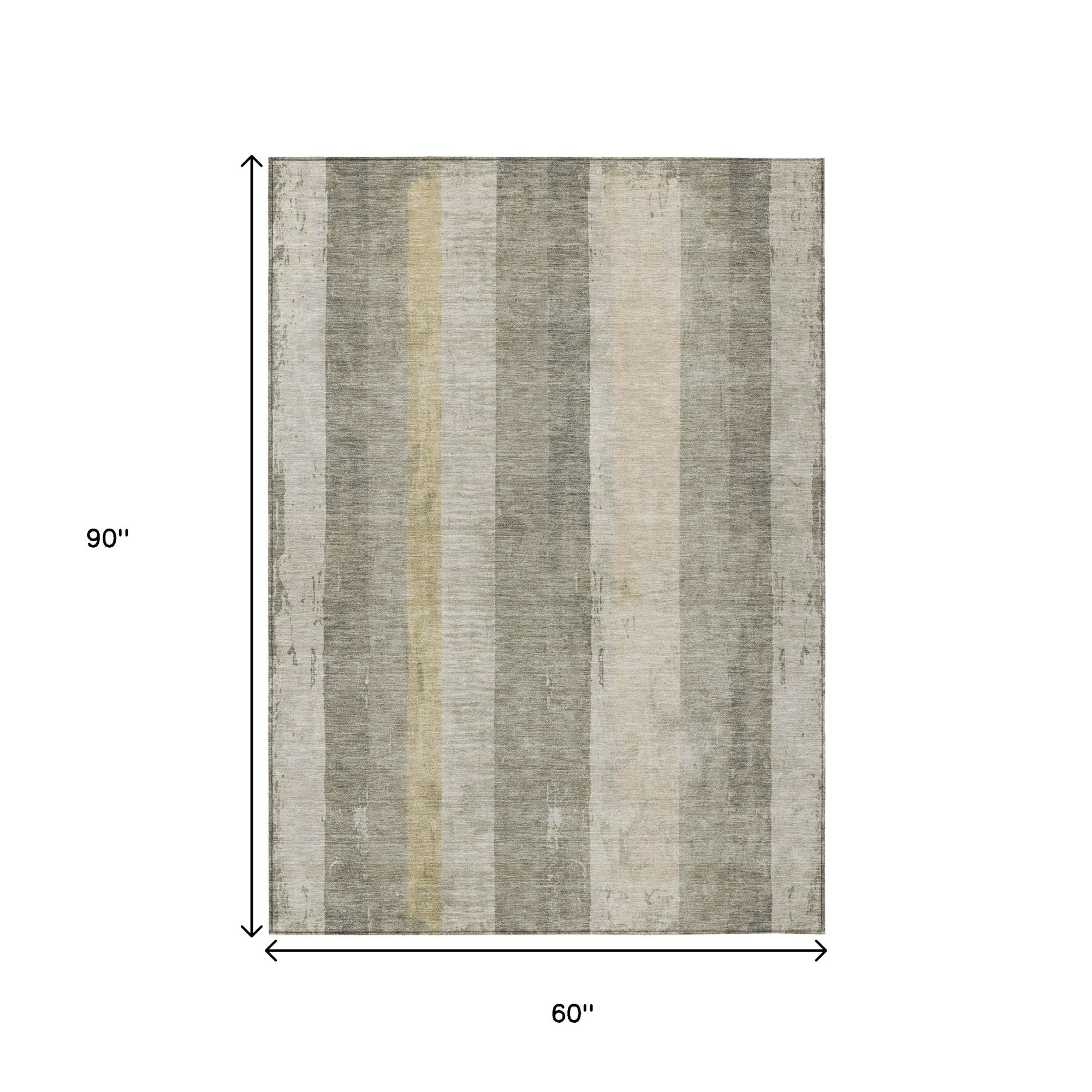 5' X 8' Taupe And Beige Striped Washable Indoor Outdoor Area Rug-2