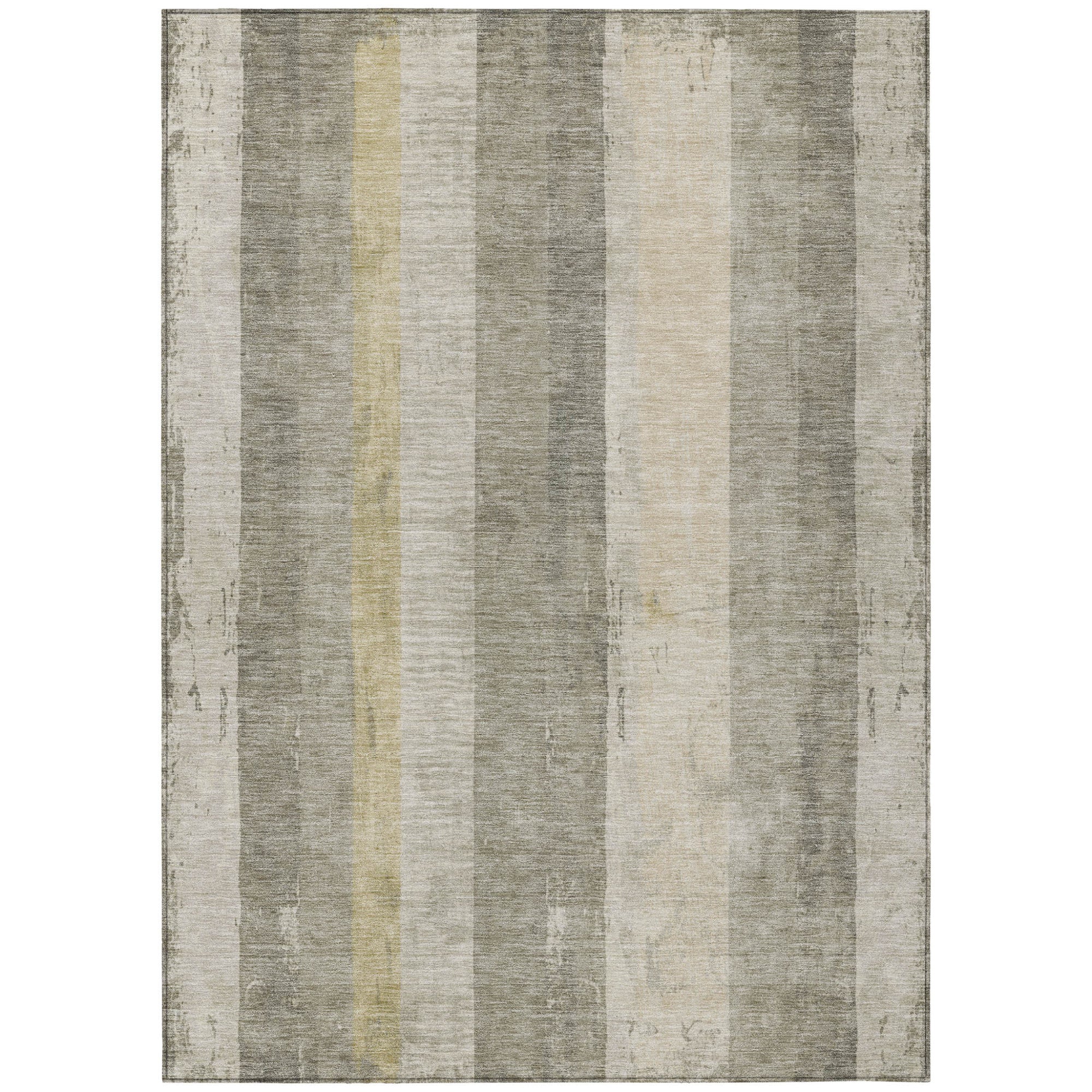 5' X 8' Taupe And Beige Striped Washable Indoor Outdoor Area Rug-1