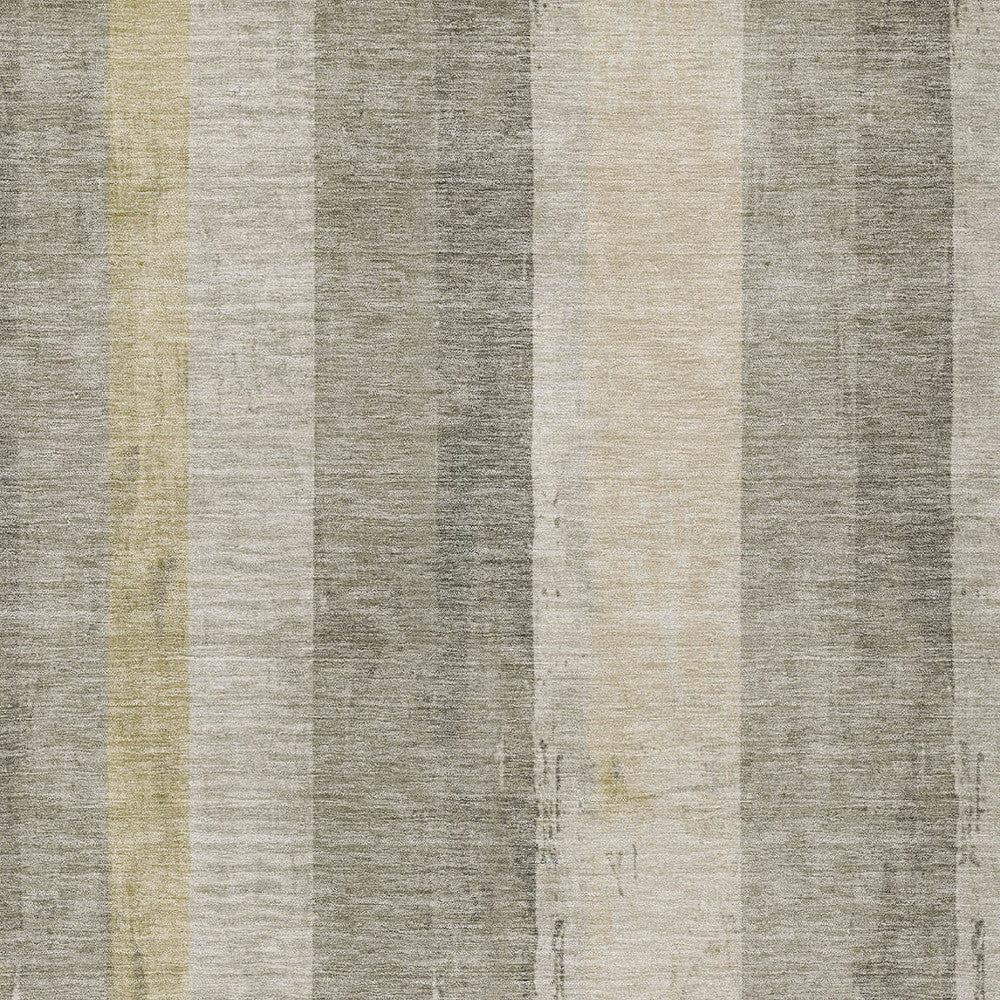 5' X 8' Taupe And Beige Striped Washable Indoor Outdoor Area Rug-4