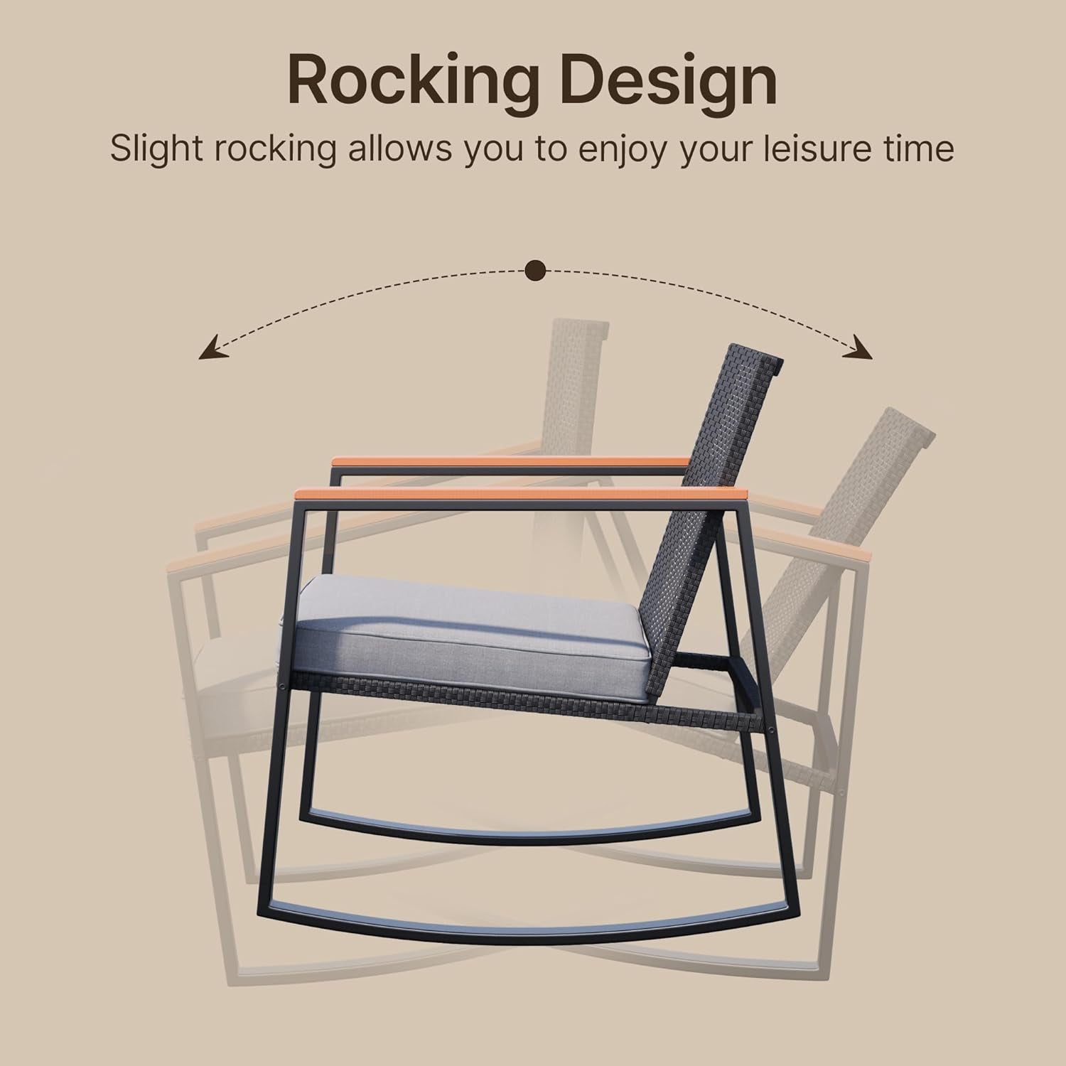 Patio Rocking Bistro Set Glass Table Cushions-4