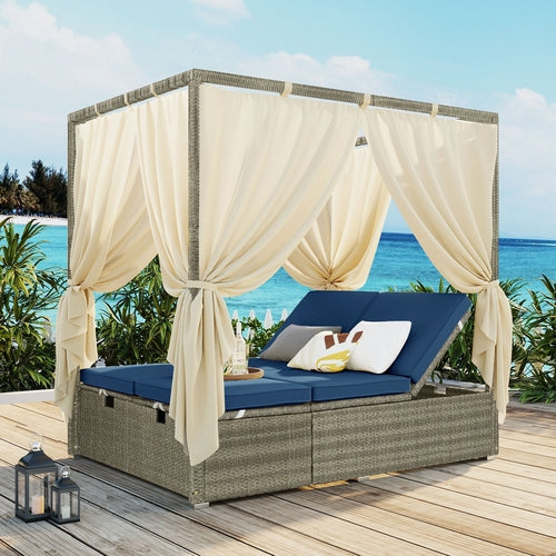 Adjustable Sun Bed With Curtain,High Comfort,With 3 Colors