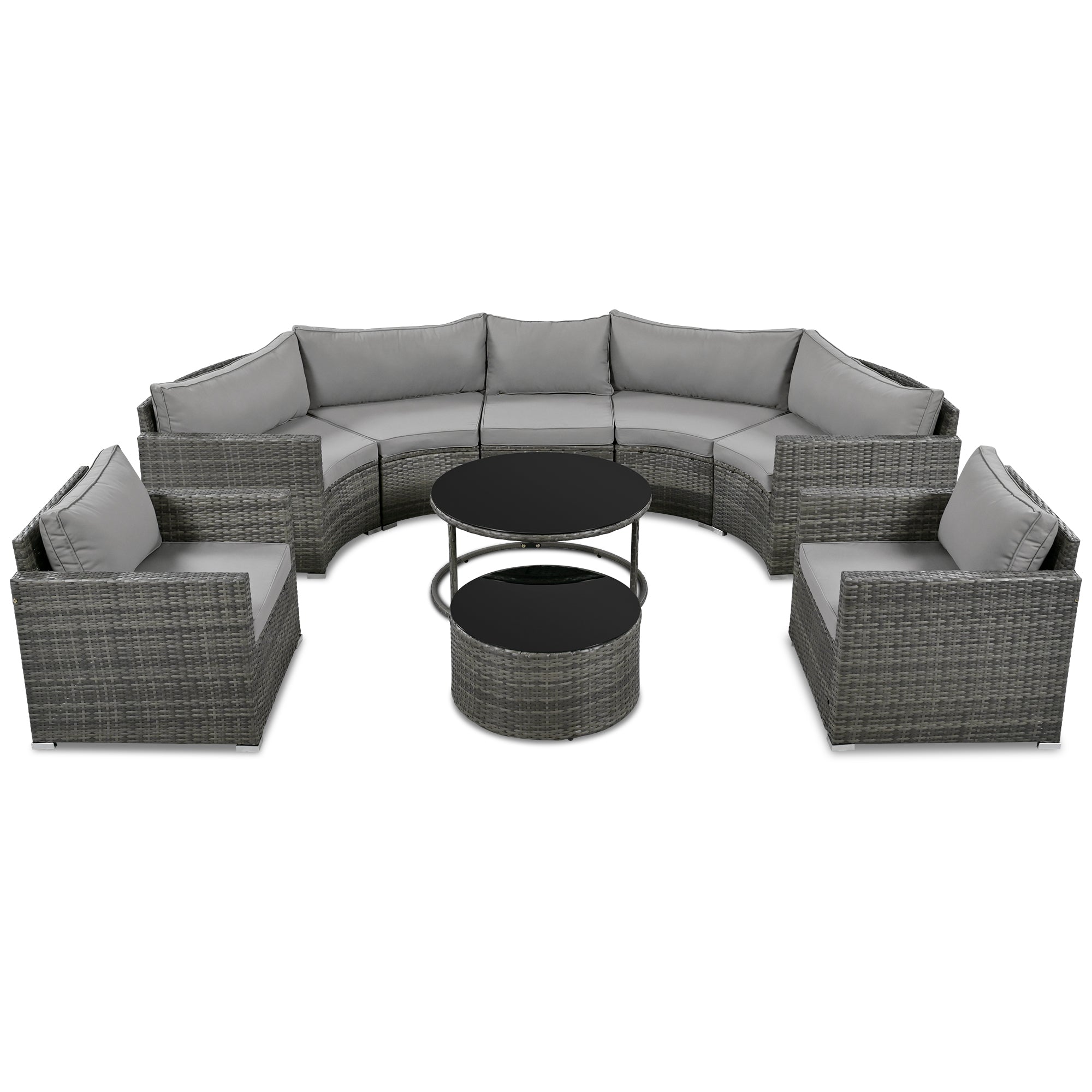 9-Piece Outdoor Half-Moon Patio Sofa Set