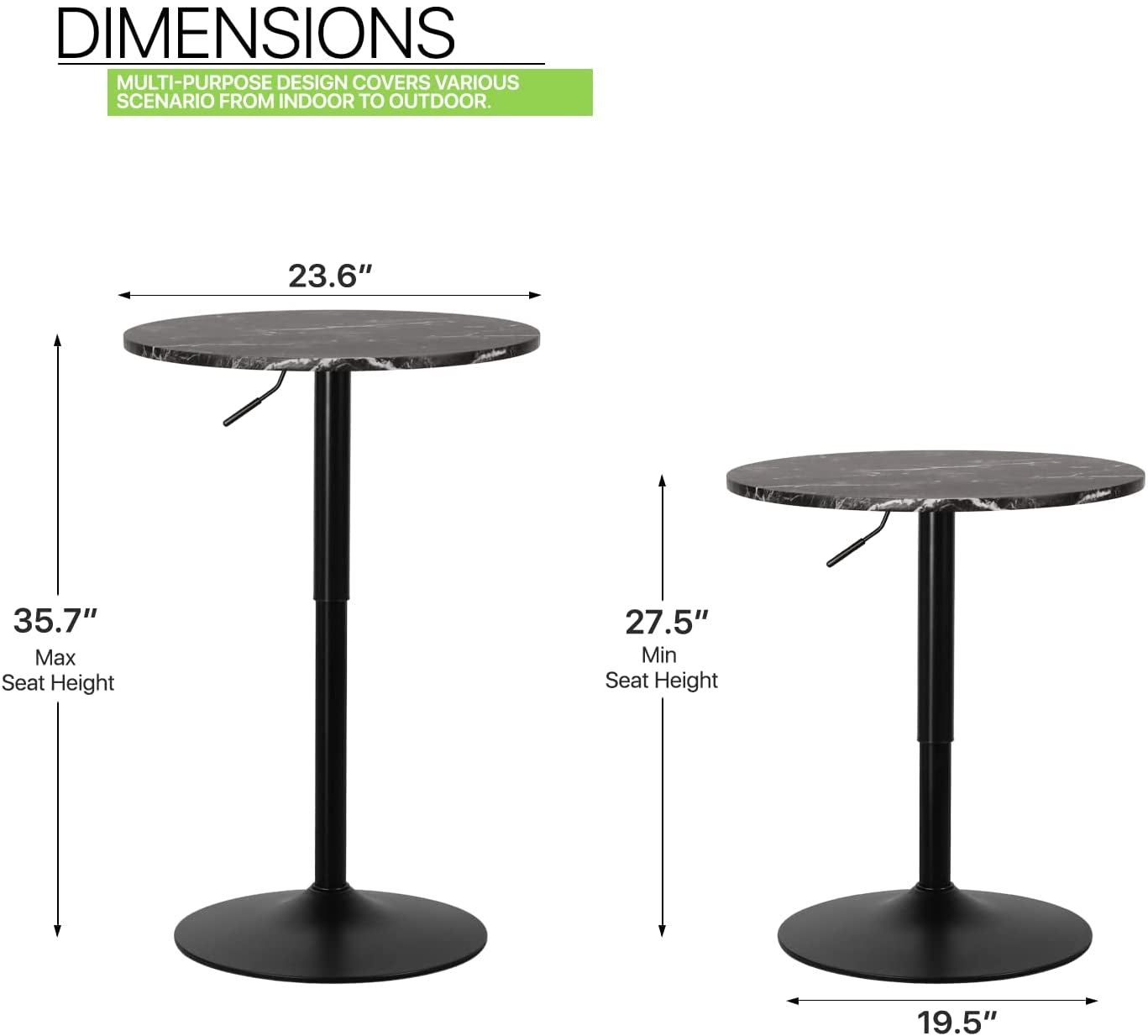 Adjustable Height Wood Bar Pub Table-3