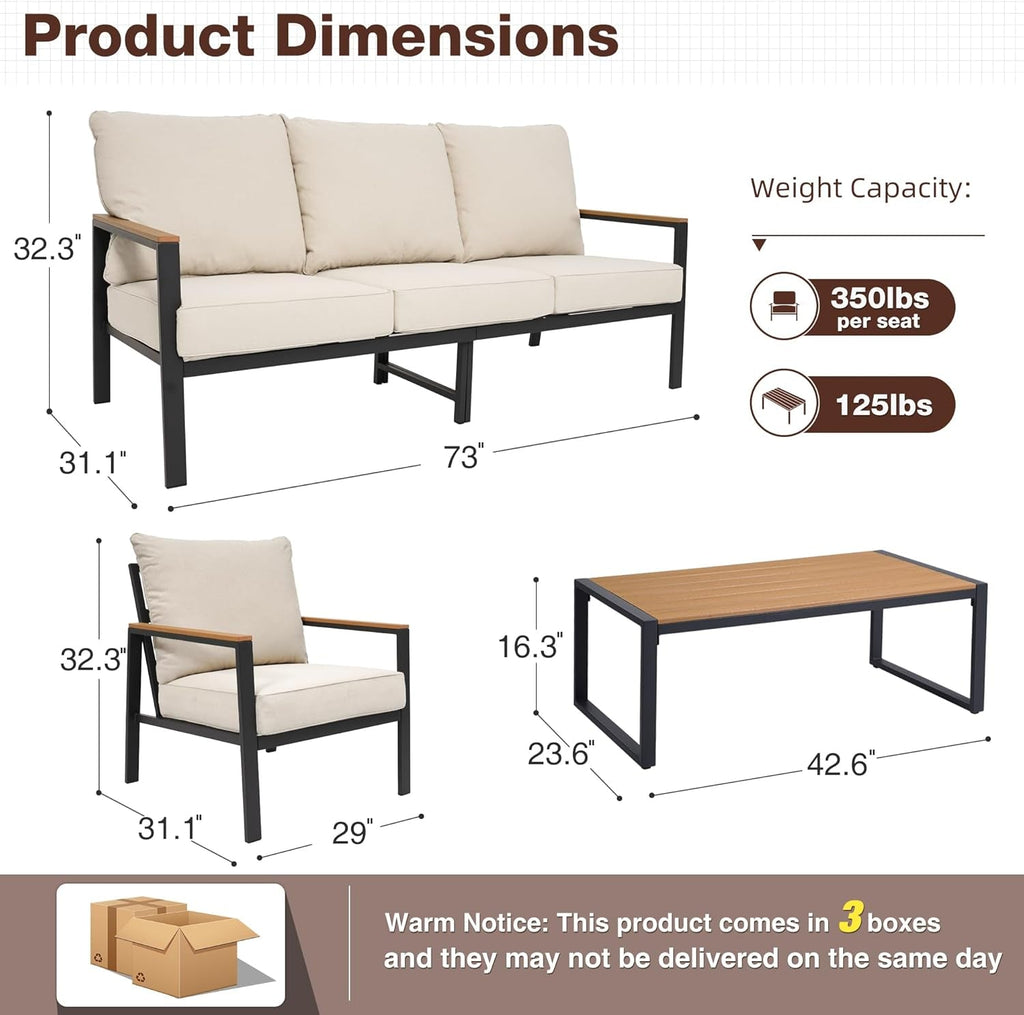Stylish Four Piece Outdoor Patio Furniture Conversation Set-1