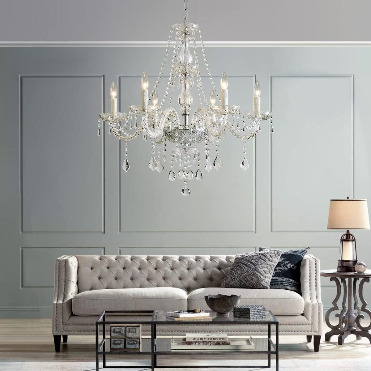 6-Light Modern Crystal Chandelier Clear K9 Light-0