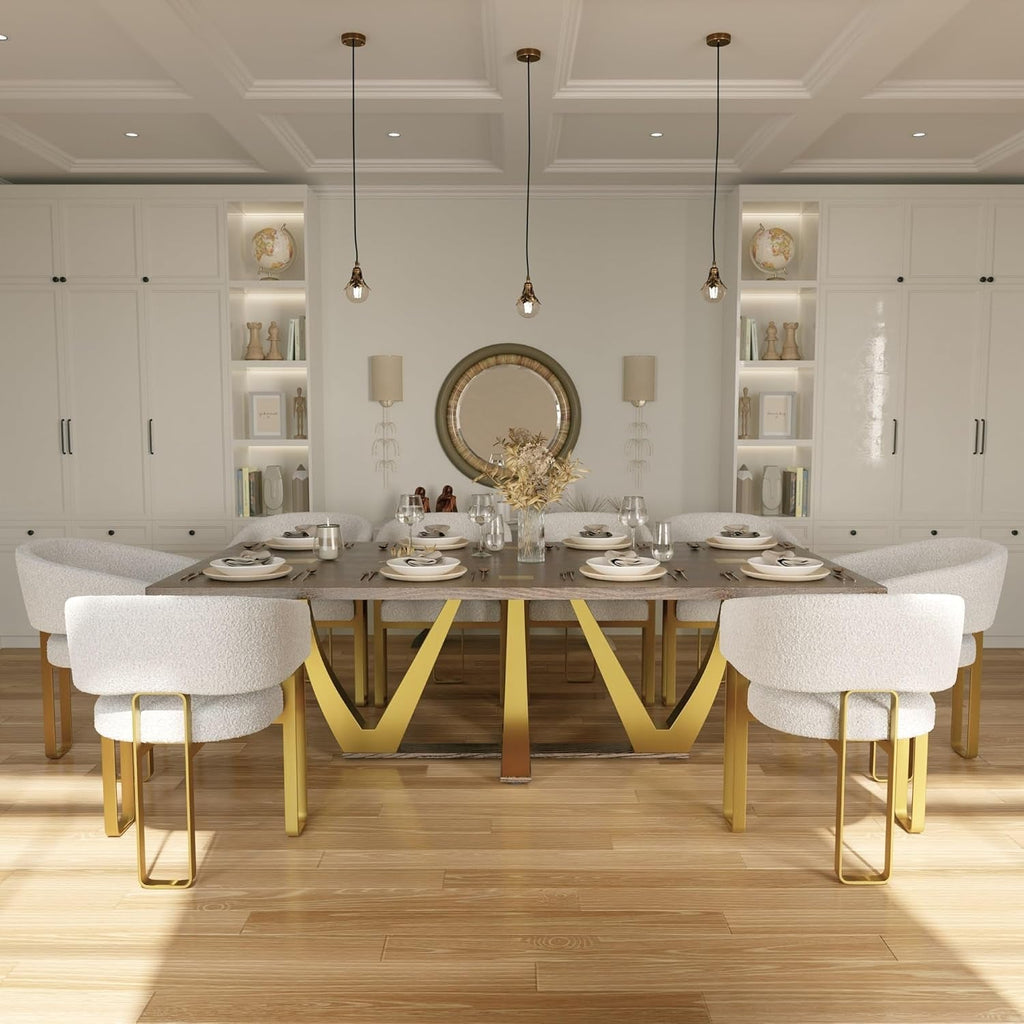 94 Inch Wood Dining Table for 6-10, Modern Farmhouse Rectangular