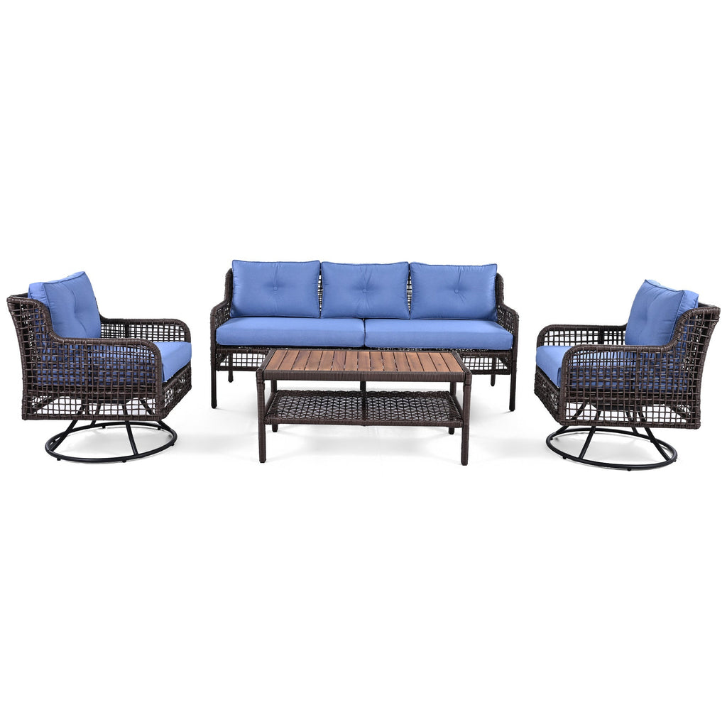 4-Piece Patio Furniture Set with Swivel Chairs