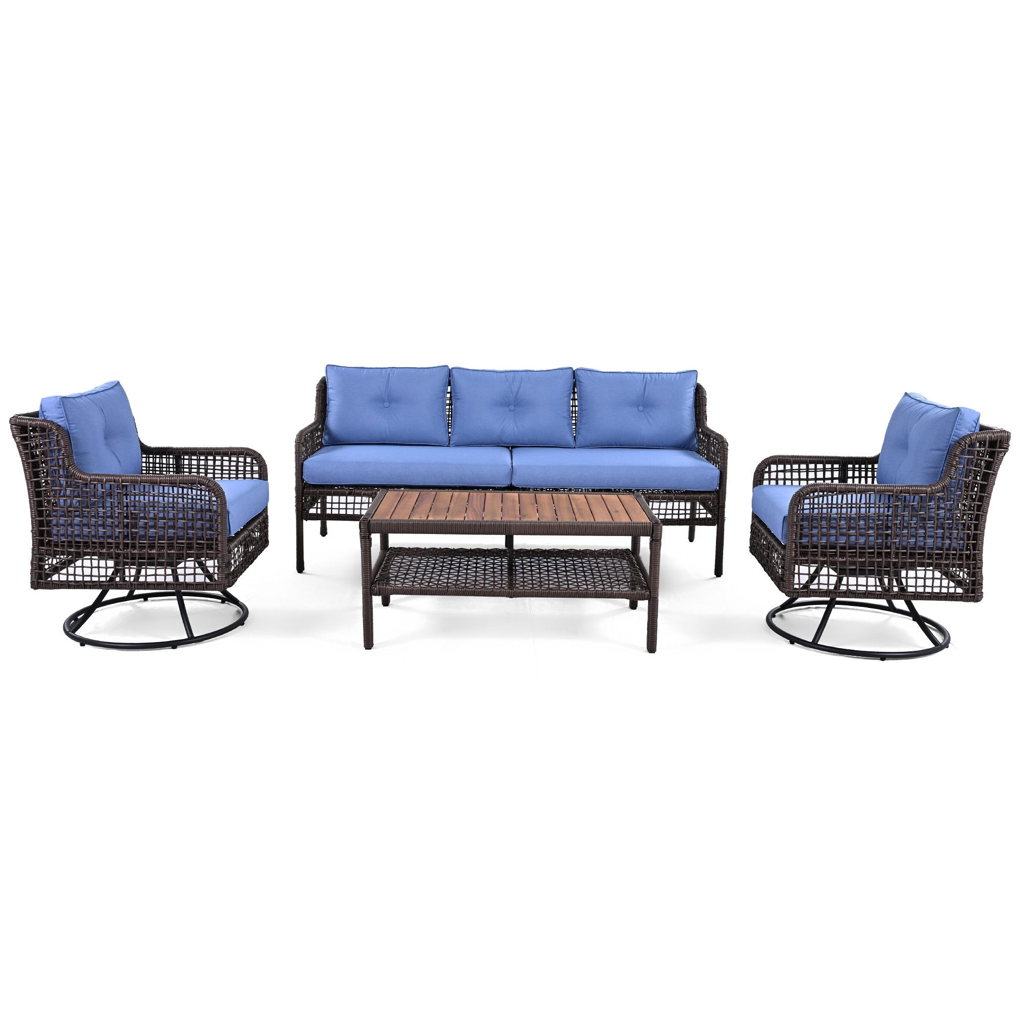 4-Piece Patio Furniture Set with Swivel Chairs