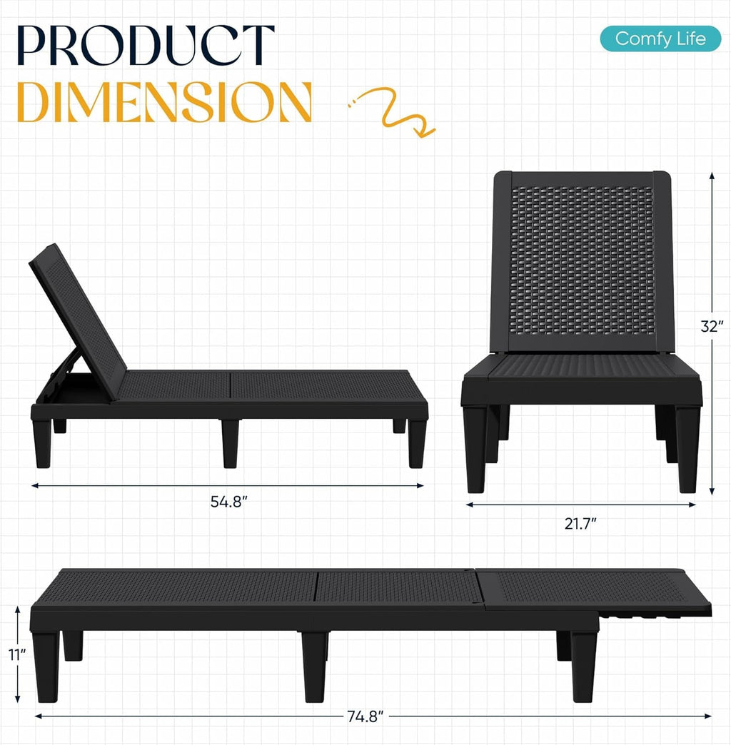 Adjustable Outdoor Chaise Lounge Chairs Set for Relaxation-1