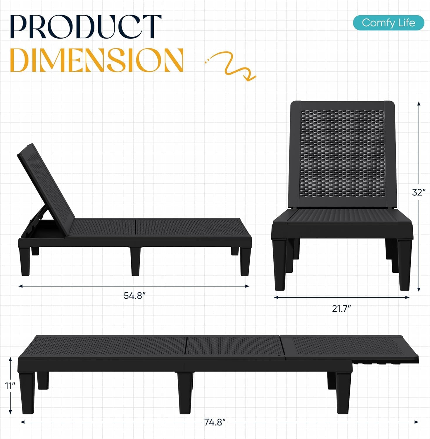 Adjustable Outdoor Chaise Lounge Chairs Set for Relaxation-1