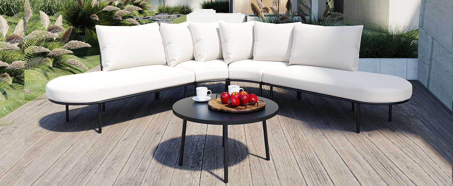 Patio Half-Moon Curved Outdoor Furniture Set