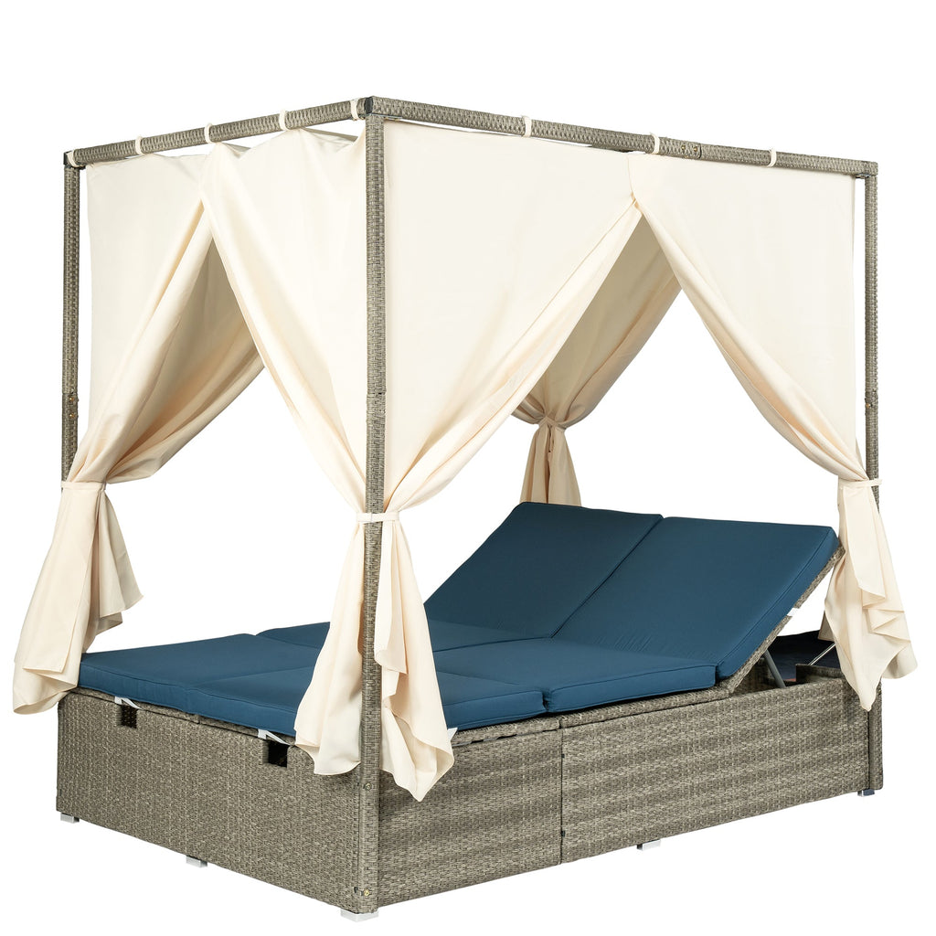 Adjustable Sun Bed With Curtain,High Comfort,With 3 Colors