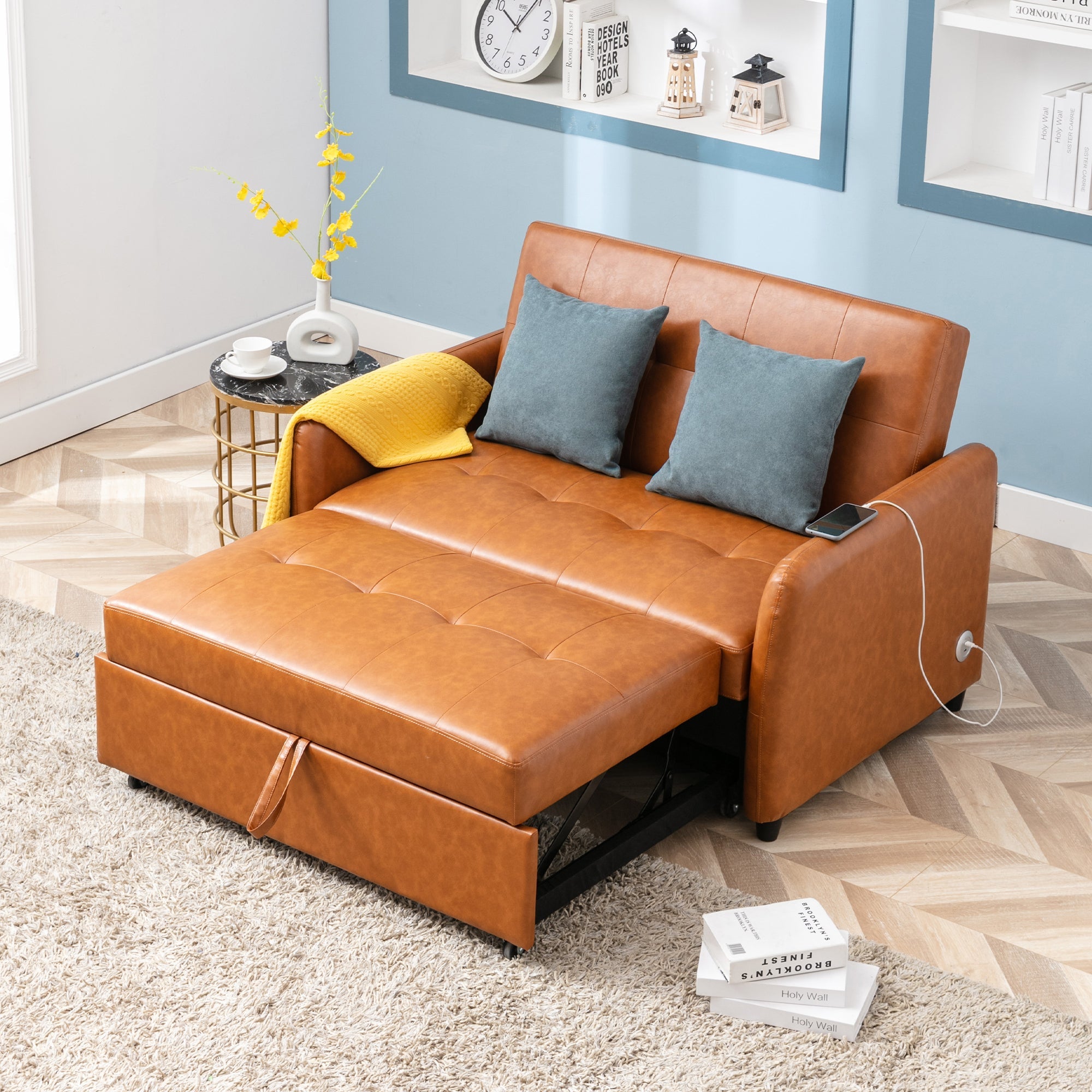 51" Convertible Sleeper Bed, Adjustable Oversized Armchair  with Dual