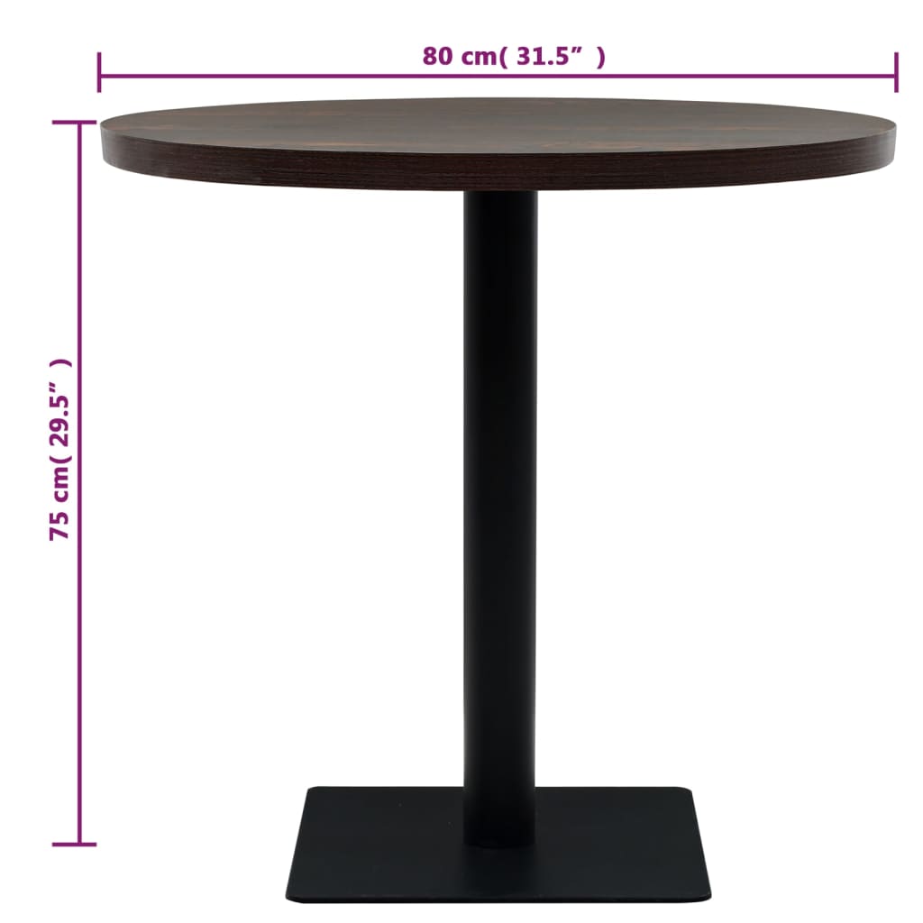 vidaXL Bistro Table Kitchen Bar Table Dining Room Table MDF and Steel Round-3