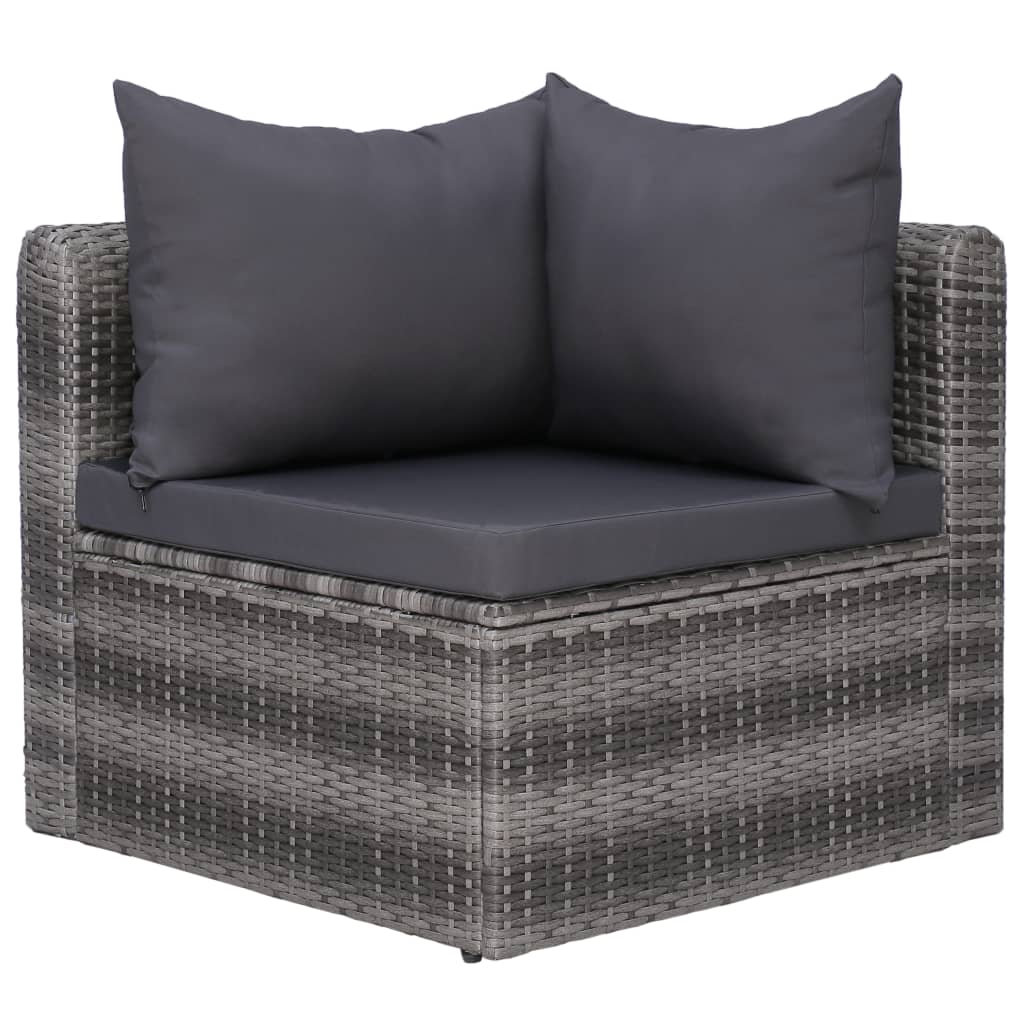 vidaXL 8 Piece Patio Lounge Set with Cushions Poly Rattan Gray-3