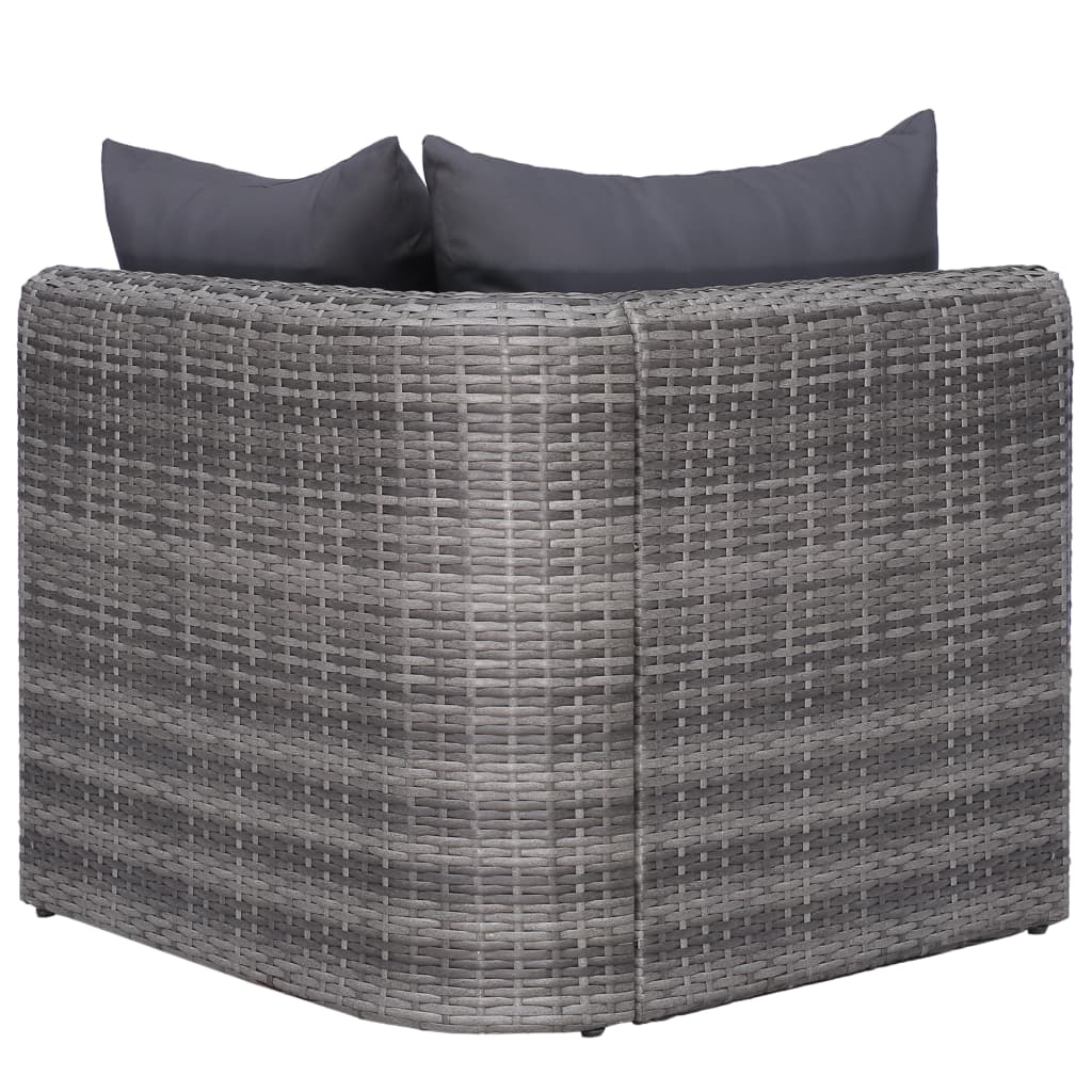 vidaXL 8 Piece Patio Lounge Set with Cushions Poly Rattan Gray-4