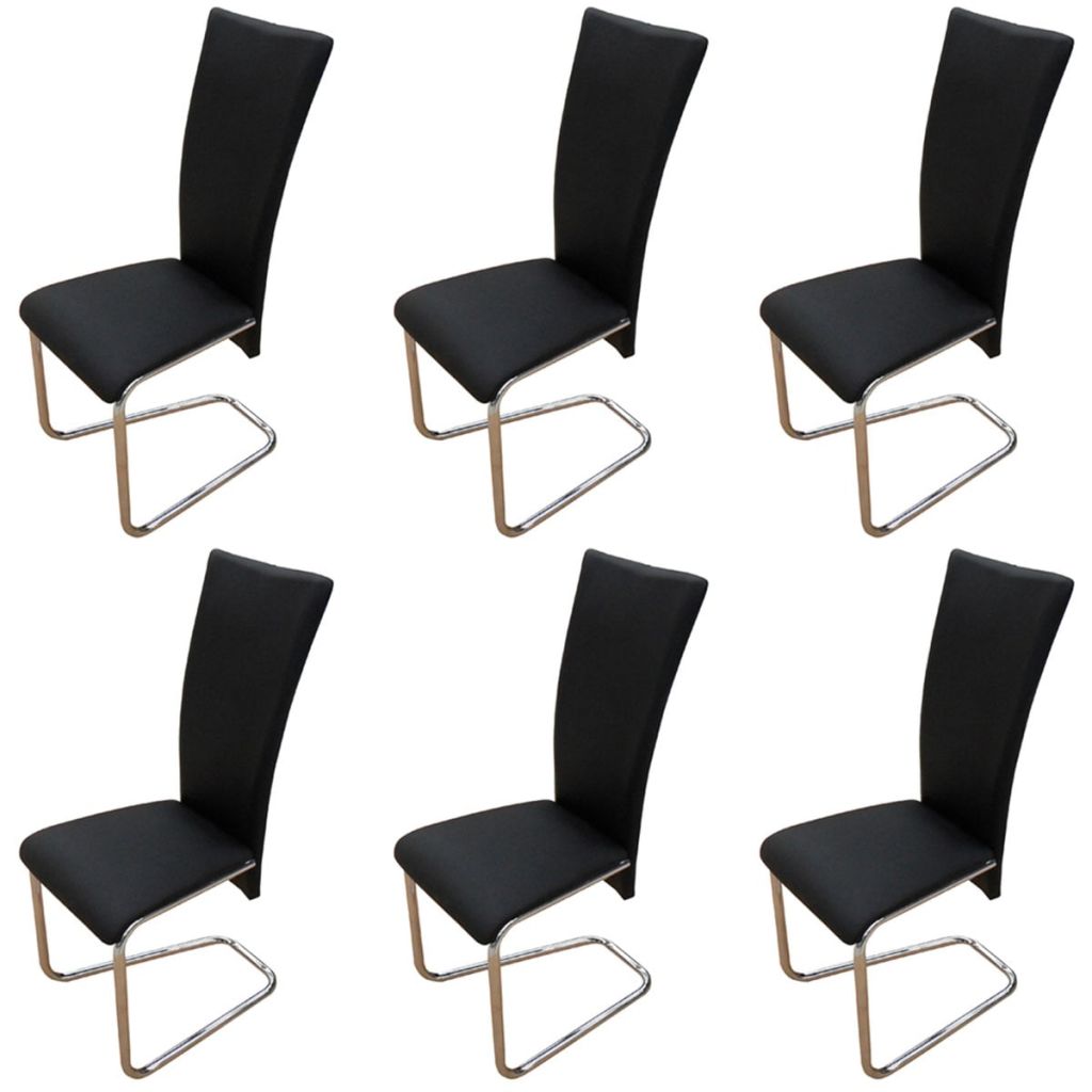 vidaXL Dining Chairs 6 pcs Black Faux Leather-1
