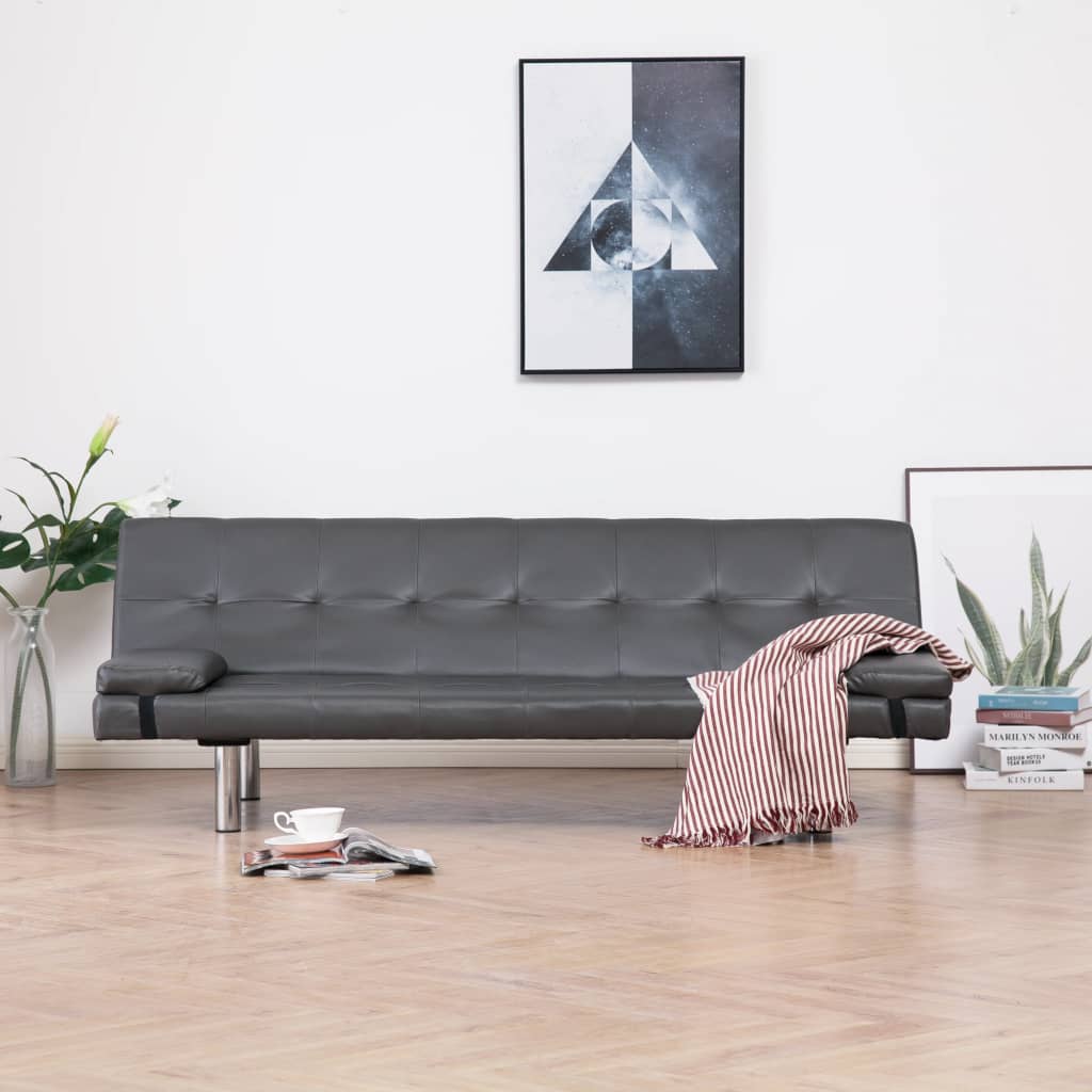 vidaXL Sofa Bed Convertible Sleeper Sectional Sofa Bed with Two Pillows Fabric-0