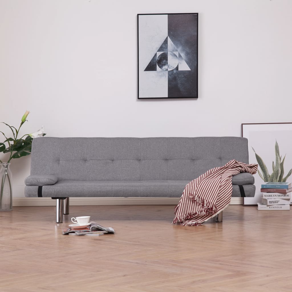 vidaXL Sofa Bed Convertible Sleeper Sectional Sofa Bed with Two Pillows Fabric-5